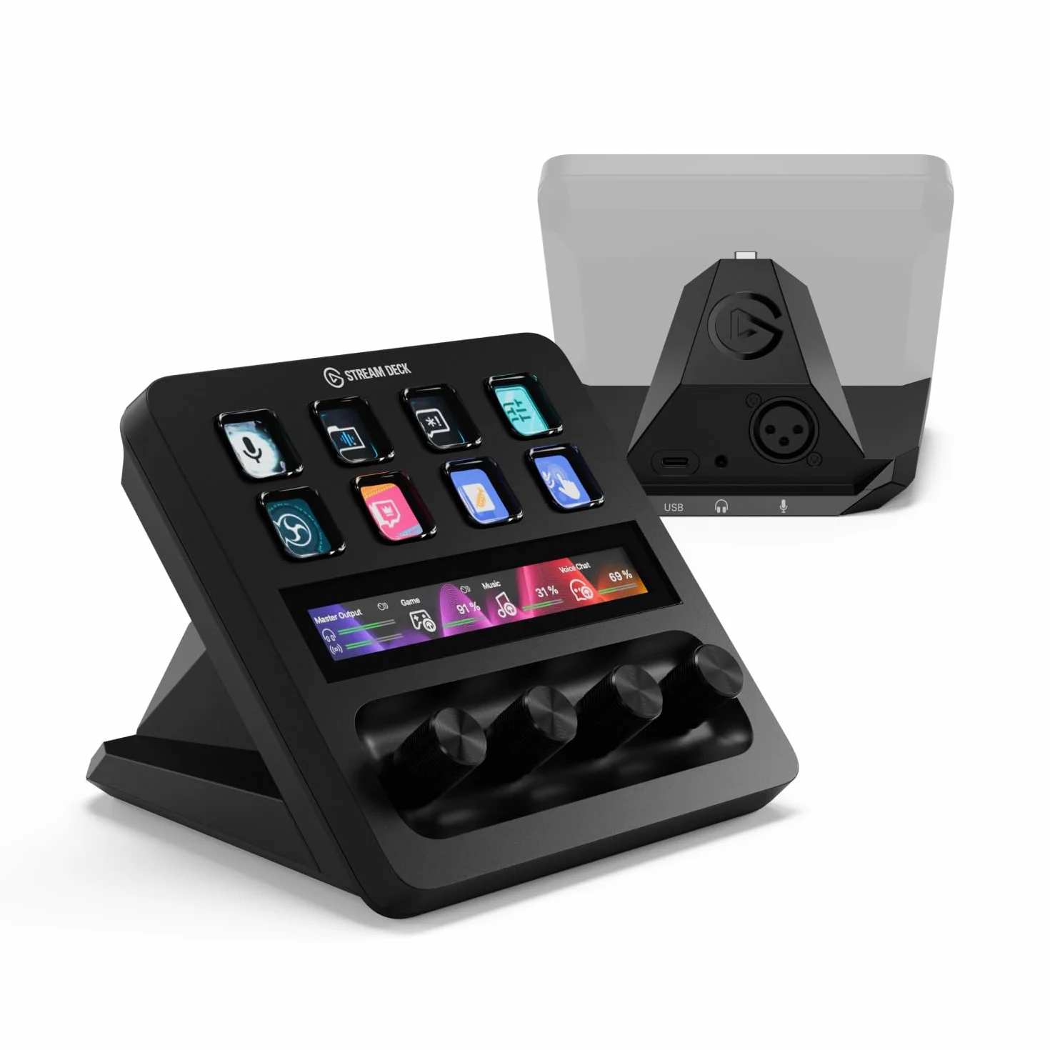 Elgato Stream Deck: Controller Audio e Interfaccia XLR-a-USB per Microfono, Compatibile con Ogni Microfono XLR per Podcasting e Streaming, Manopole e Tasti LCD, PC/Mac