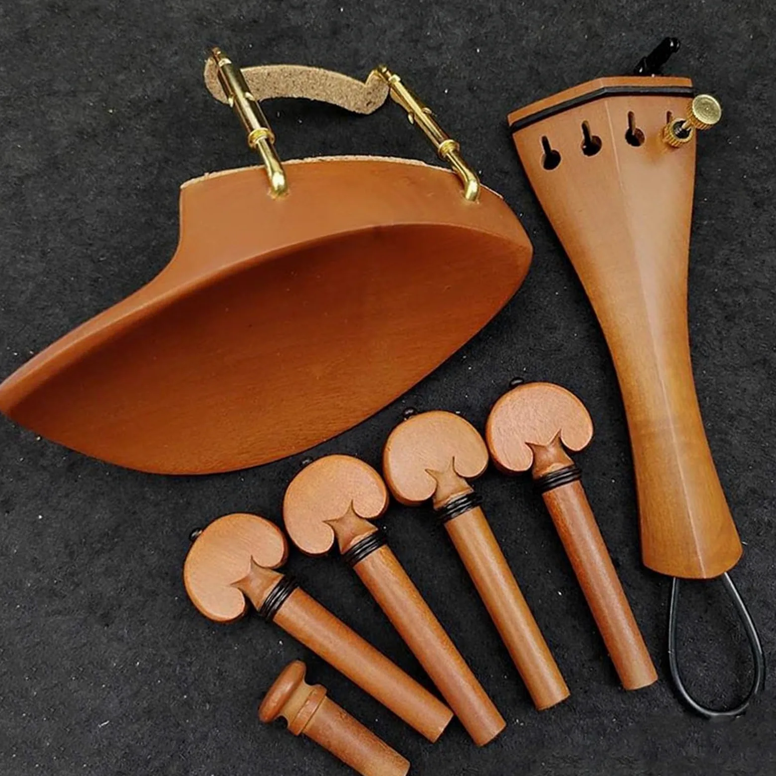 Set di Accessori Violino Piroli Per Violino Pezzo Di Coda Budello Poggiamento Con Morsetto Accordatore Fine Accessori Per Violino 4/4 Legno Di Giuggiola(Violin parts 2)