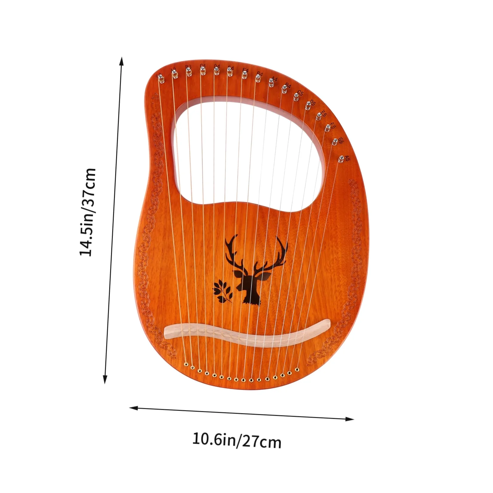 TOYANDONA Arpa Lira Strumento Corda Corde in Metallo di Pannello Decorativo Motivo Renna Ponte ad Altezza Bordi Arrotondati per Presa Sicura Strumento Musicale Portatile