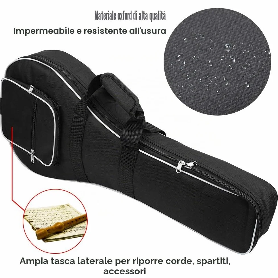 Custodia per mandolino , doppia cerniera addensata in tessuto Oxford , custodia per mandolino comoda e portatile per strumenti musicali