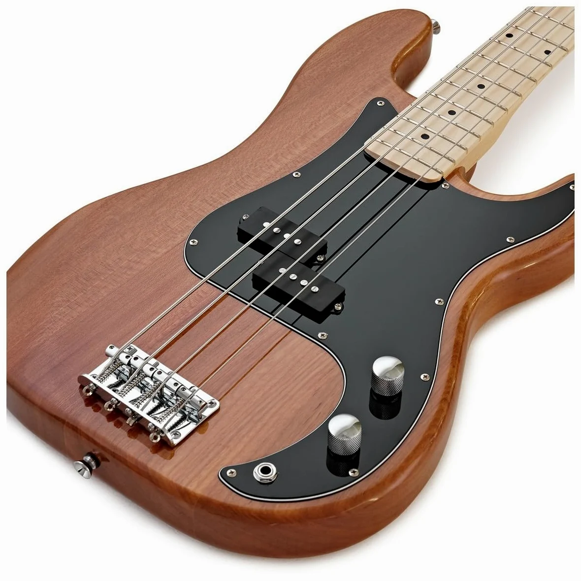Basso LA Select + Pacchetto con Amplificatore da 15 W, Natural | Tono Chiaro e Deciso, Corpo in Frassino con Manico in Acero, Humbucker Split Coil, Ampli 15W e Accessori Inclusi