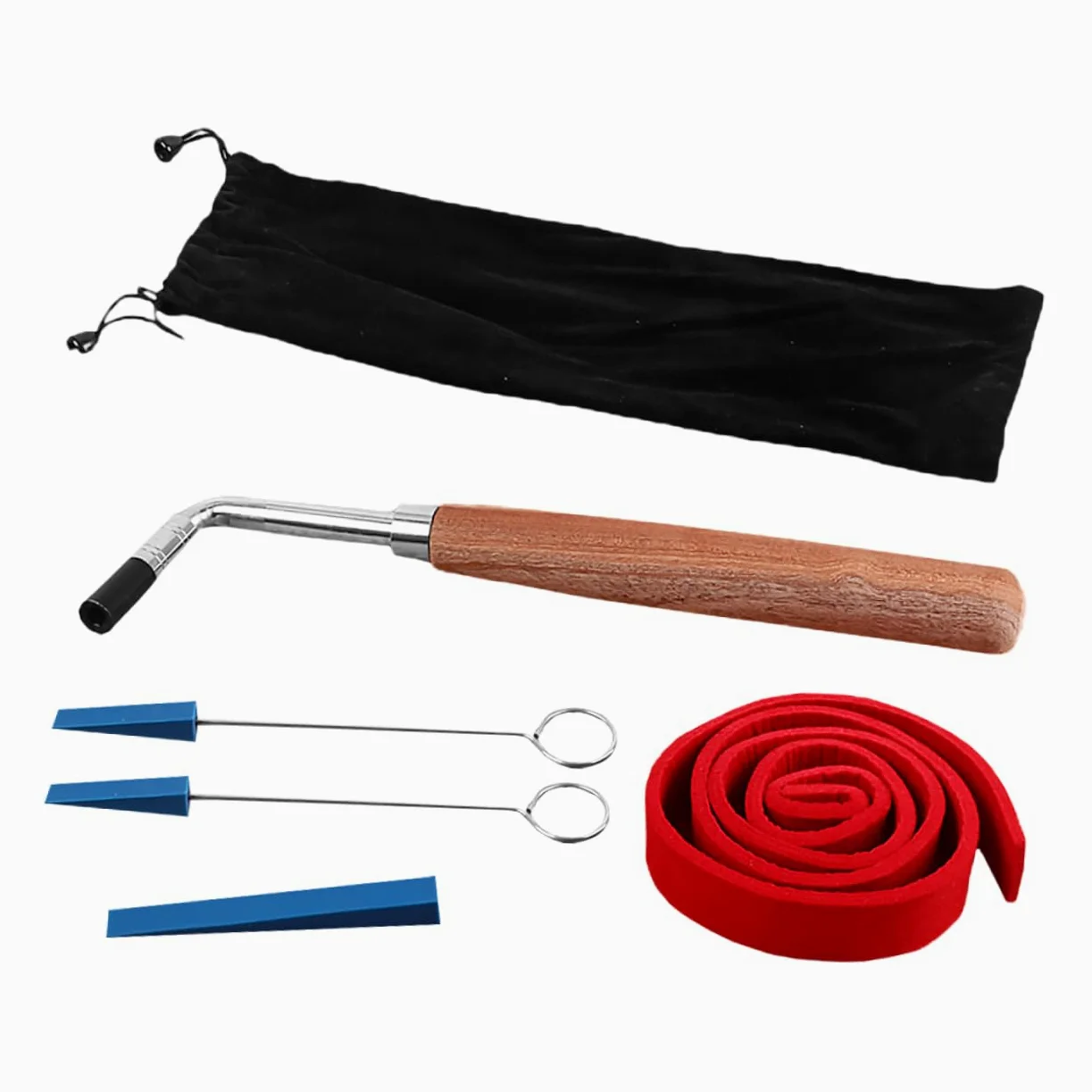 Kit Strumenti Accordatura Pianoforte D201 Chiave Nera a Testa | ‑shape, Metallo Panno Legno, Lavori di Regolazione e Fissaggio, Trasporto Semplice