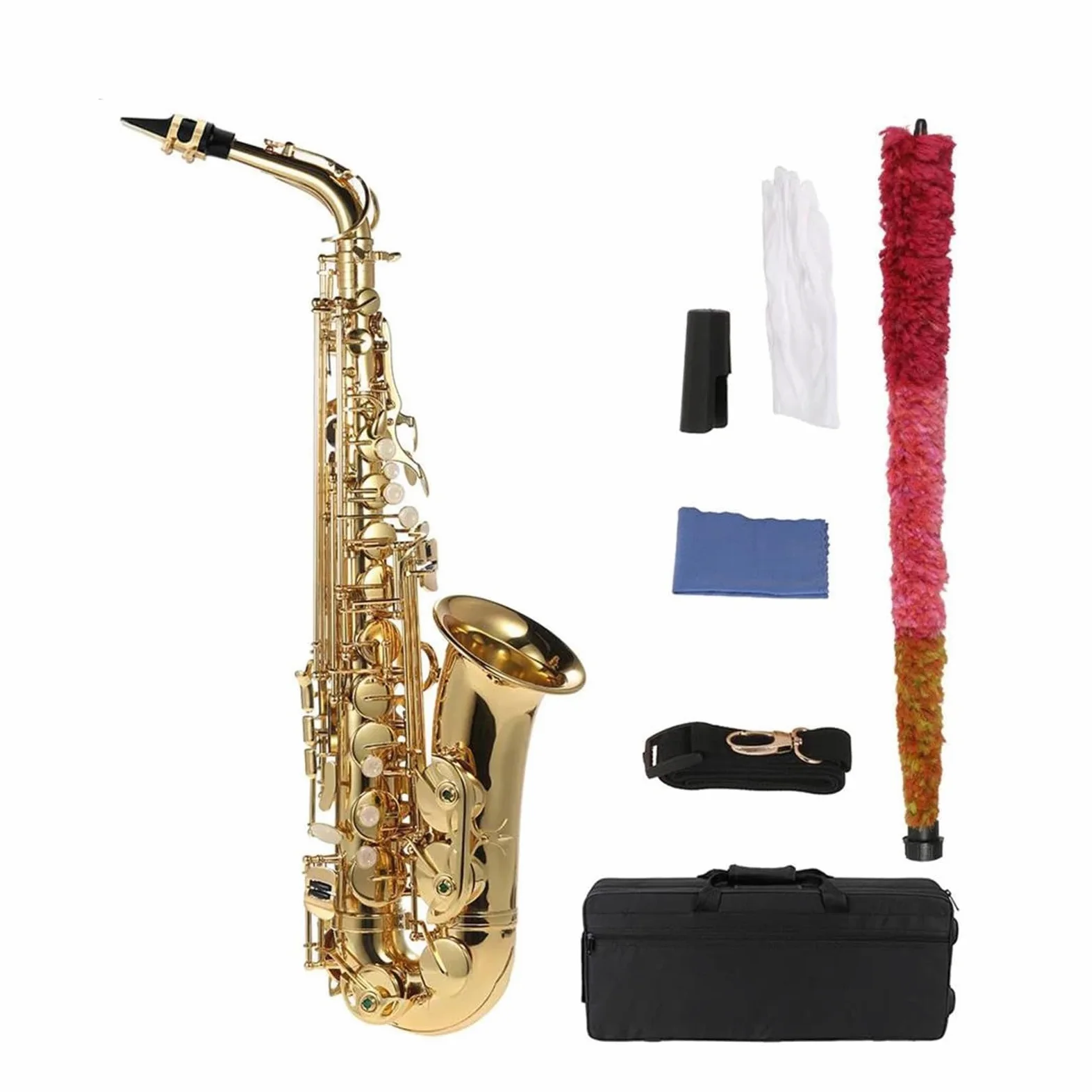 BABYCE Principianti Sassofono BE Sassofono Contralto Ottone Laccato Oro E Sax Piatto con Accessori Custodia