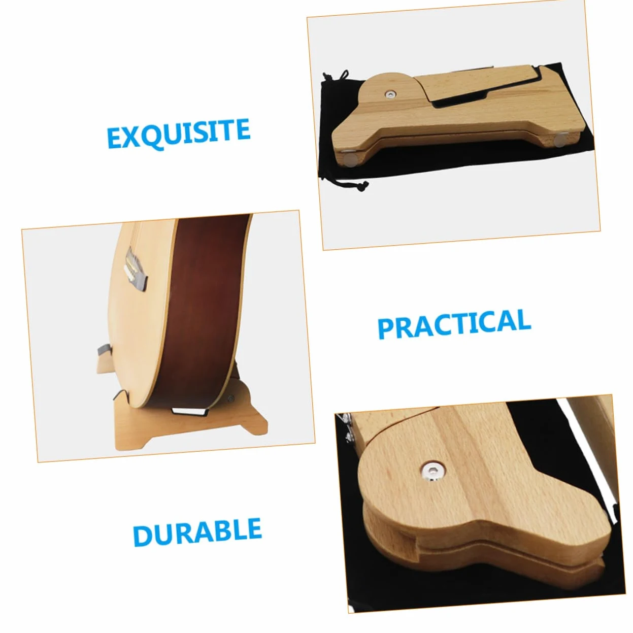 Kisangel Supporto per Basso e Violino in Legno Design Pieghevole e Smontabile, Stand per Palco e Negozio di Strumenti Musicali
