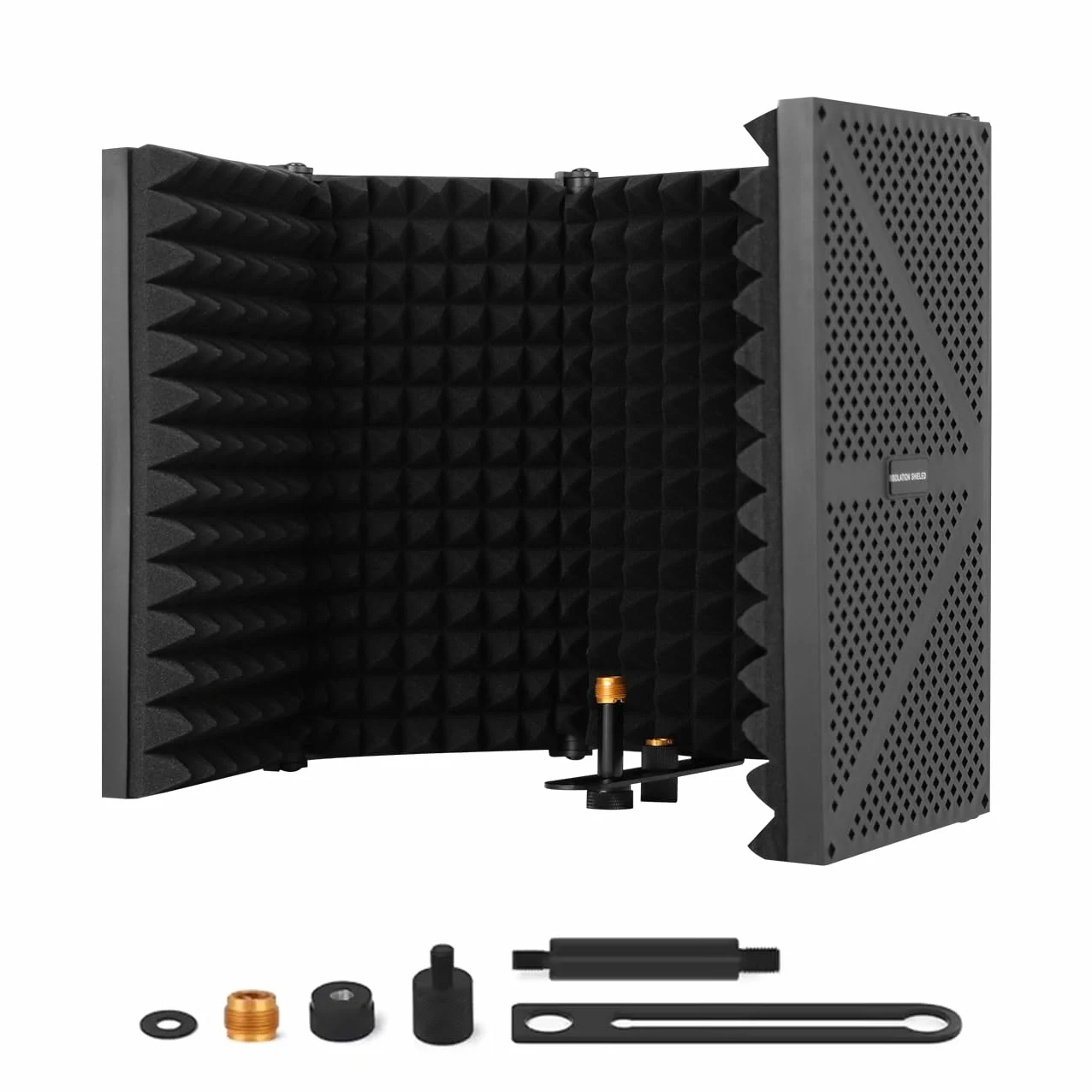 Microfono parabrezza, isolamento acustico, assorbitore per microfono con strato di schiuma assorbente, fonoassorbente (5 porte)