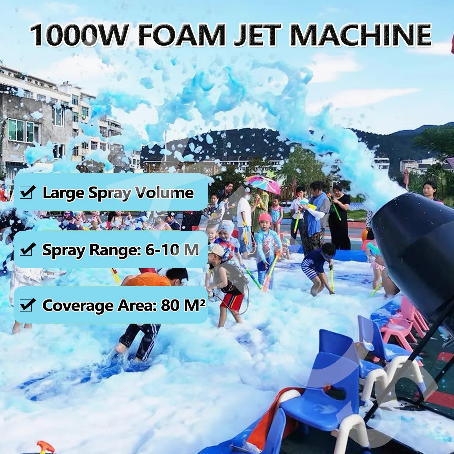 Macchina per Schiuma, Cannone per Schiuma da 1000 W per Feste, Produttore di Schiuma Portatile con Treppiede, Potente Macchina per Schiuma per Feste, per Cortile, Piscina, Eventi All'aperto
