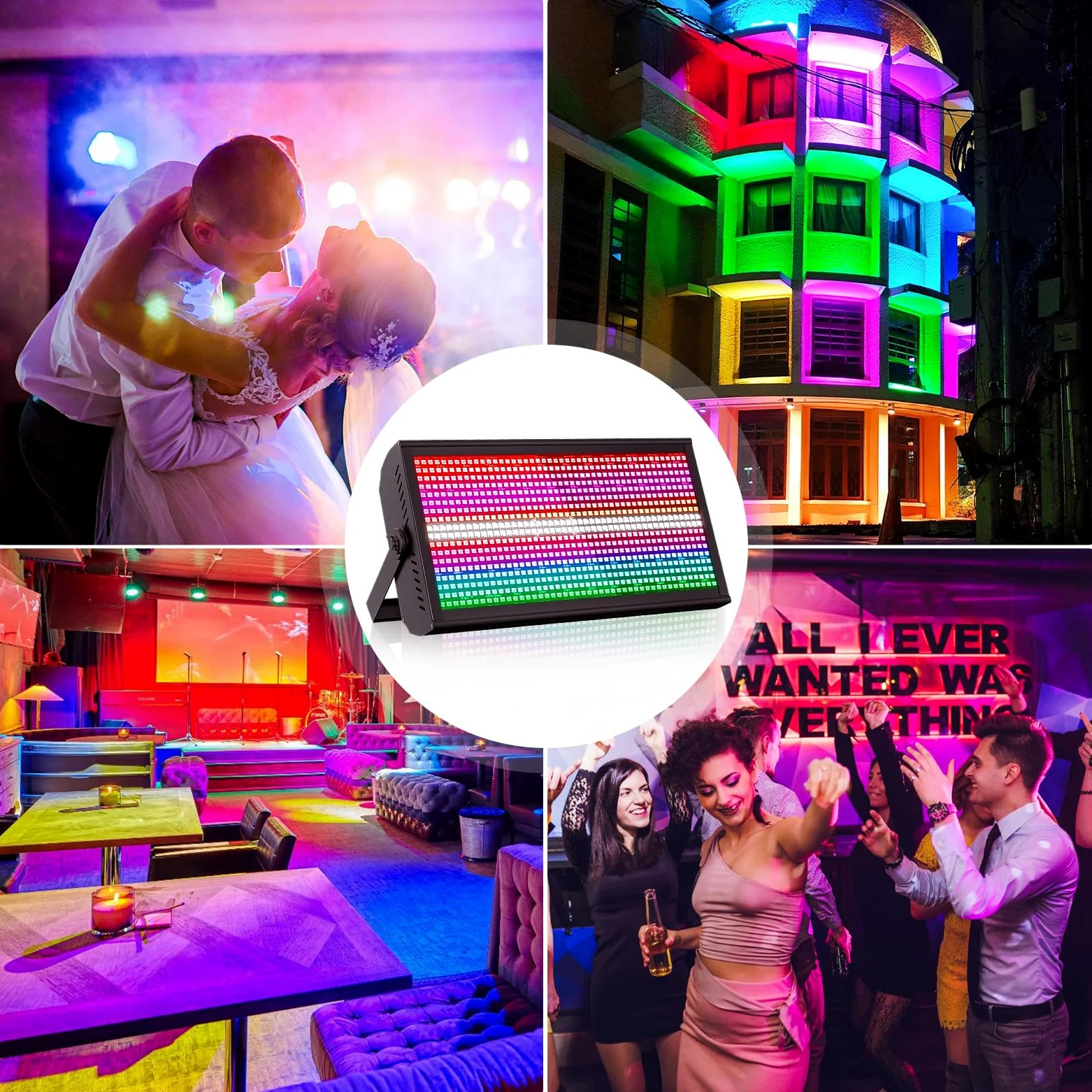 200W LED Wallwasher per Esterni, Luce da Palco con DMX512, 768 Faretti LED RGBW con Effetti di Luce Stroboscopica, Luce per Feste per Matrimoni, Cortili, Eventi, Palchi