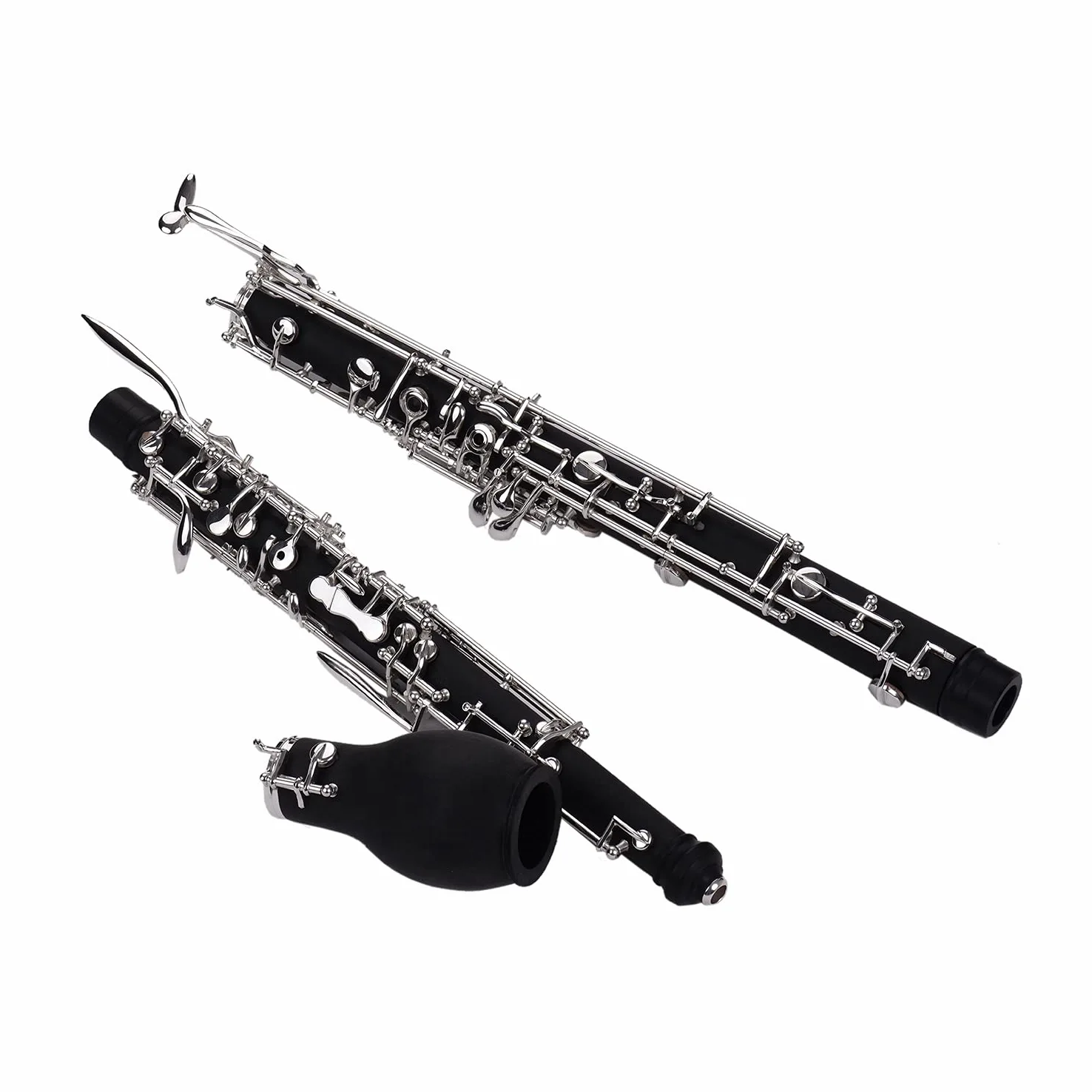 Strumento oboe Corno inglese professionale Alto Oboe Chiave F Corpo in legno sintetico Tasti placcati in argento Strumento a fiato con guanti ad ancia Custodia in tessuto per pulizia Mini caccia