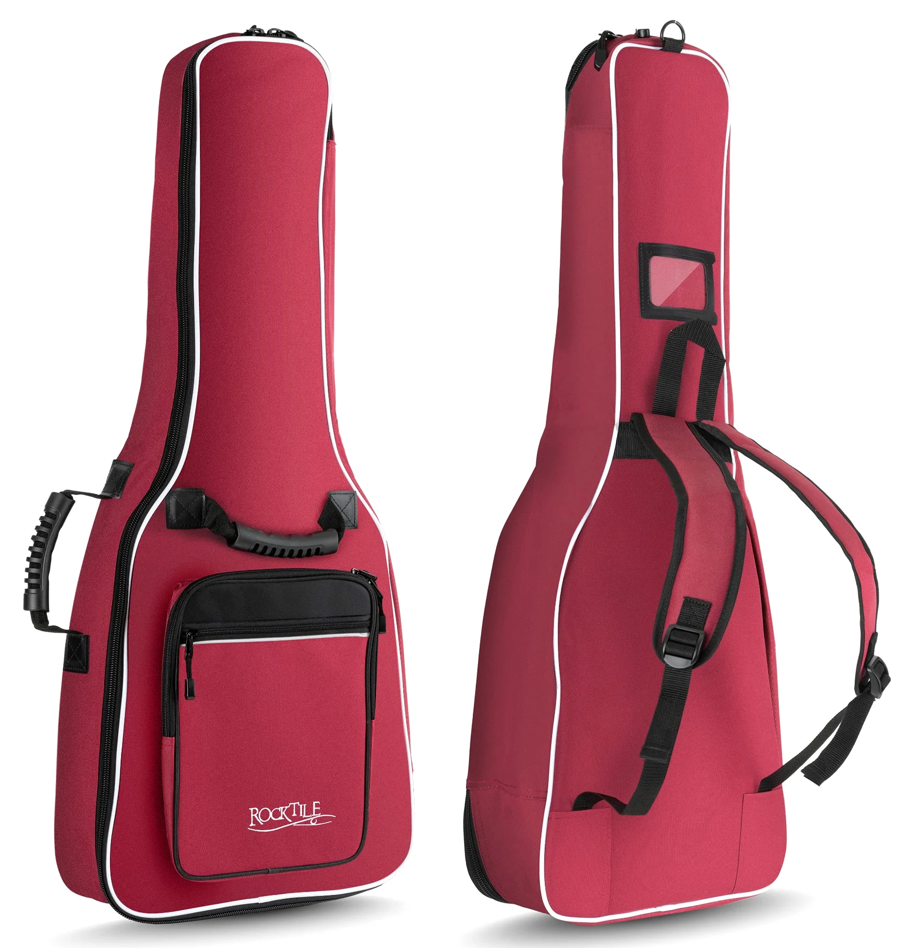 ROCKTILE Custodia Classica Per Chitarra 1/2 (gigbag imbottito, imbracatura zaino, 2 tasche esterne) rosso vino
