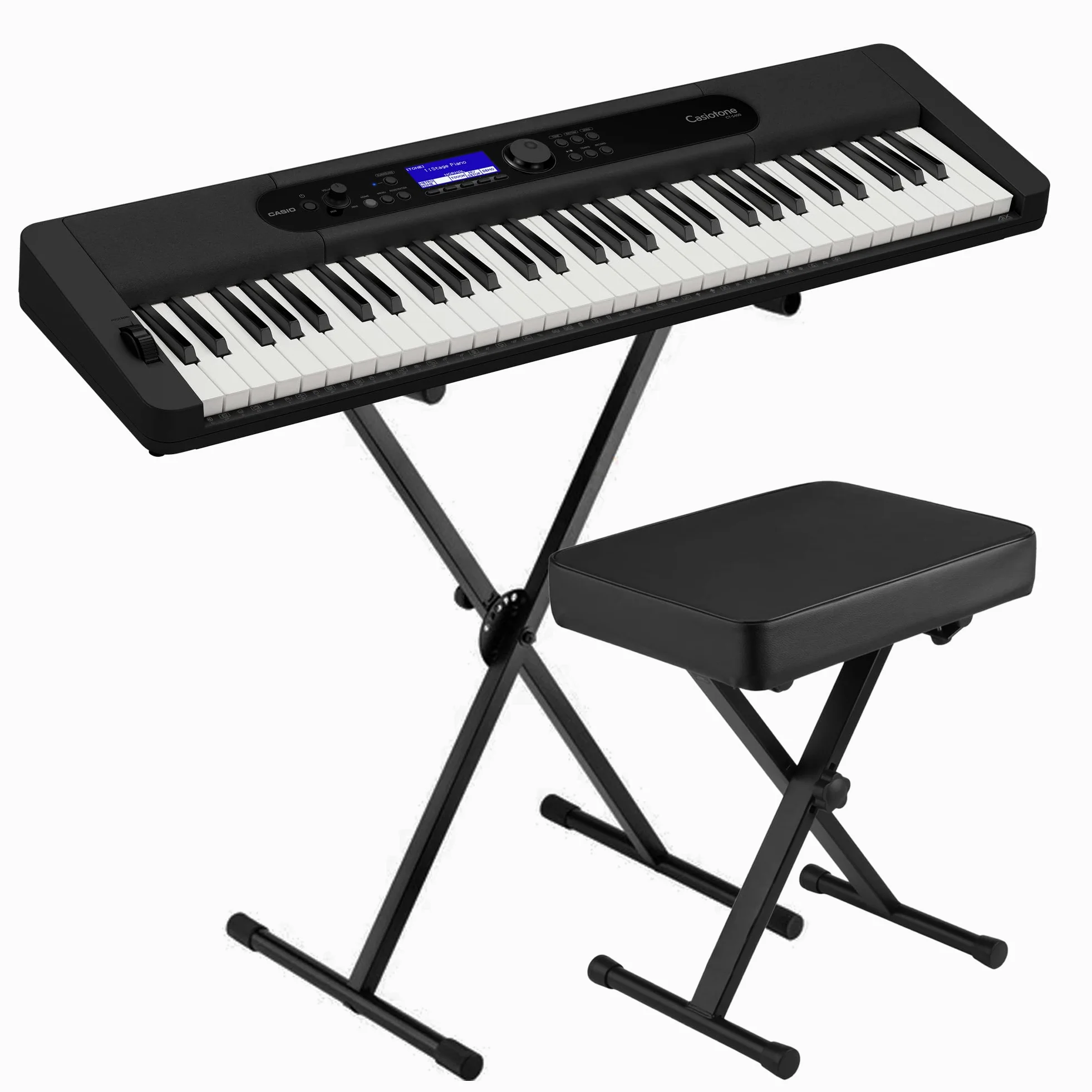 Casio Casiotone CT-S400 - Kit tastiera elettrica a 61 tasti, con supporto e panca, colore: Nero