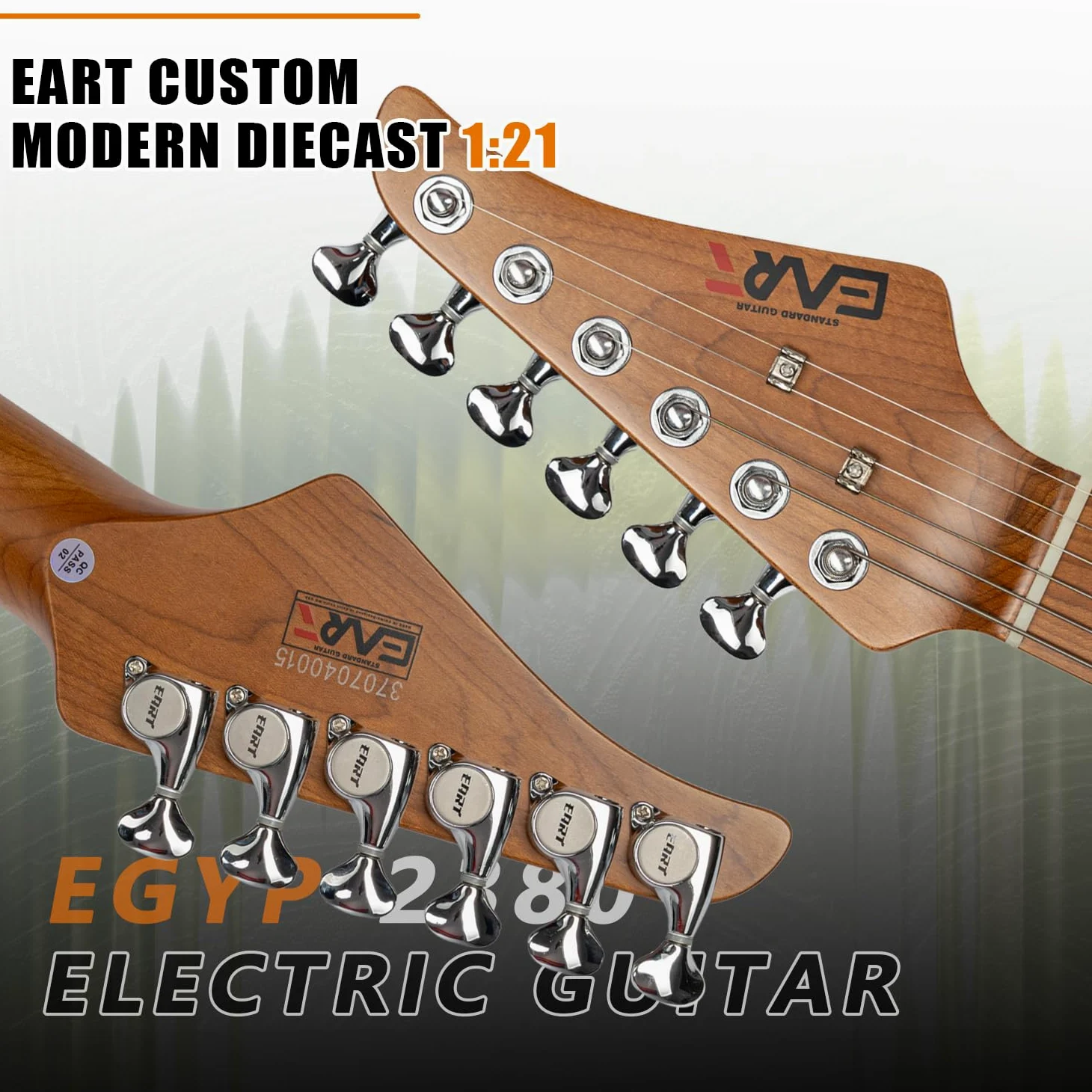 EART Chitarra elettrica a 6 corde con corpo solido EYP-OMNI24 in mogano brunito con pickup Artones-Hh-Y per giovani musicisti creativi (Sunburst)