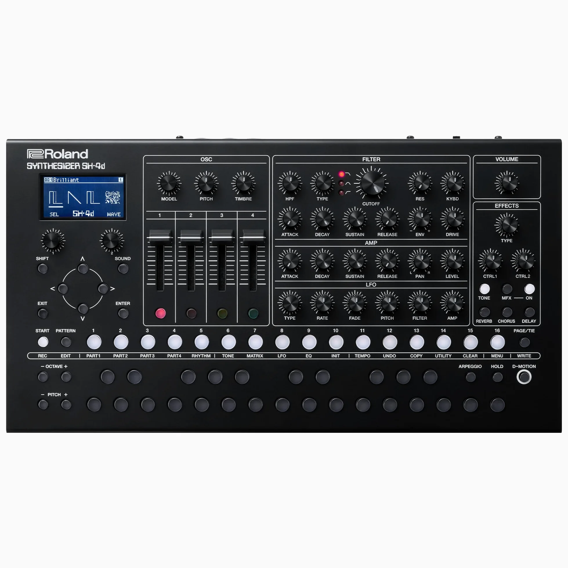 Roland Sintetizzatore desktop compatto SH-4d | 11 modelli OSC | Strumenti professionali per la progettazione del suono | Flusso di lavoro pratico | Sequencer di pattern multitimbrale | FX esteso |