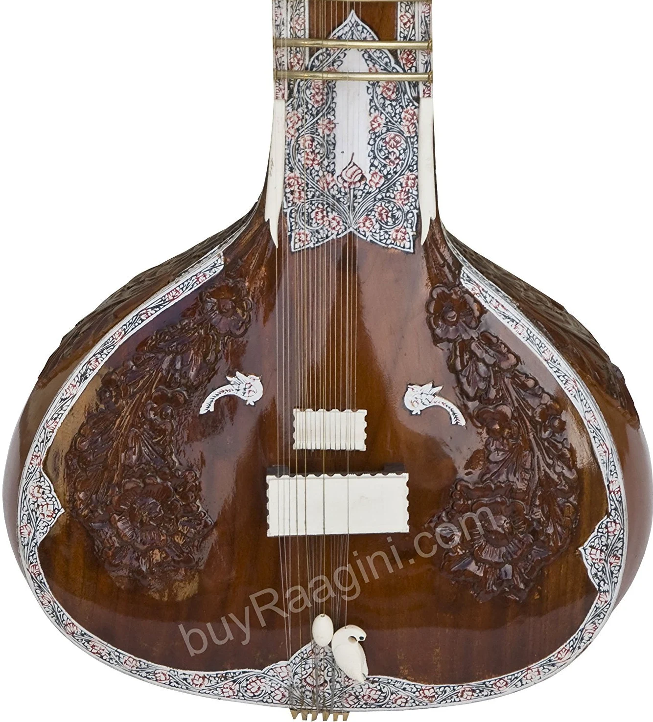 INDIAN MAHARAJA vilayat khan style Sitar - Kharaj Pancham - 32P - Tumba singola - con carrello in fibra