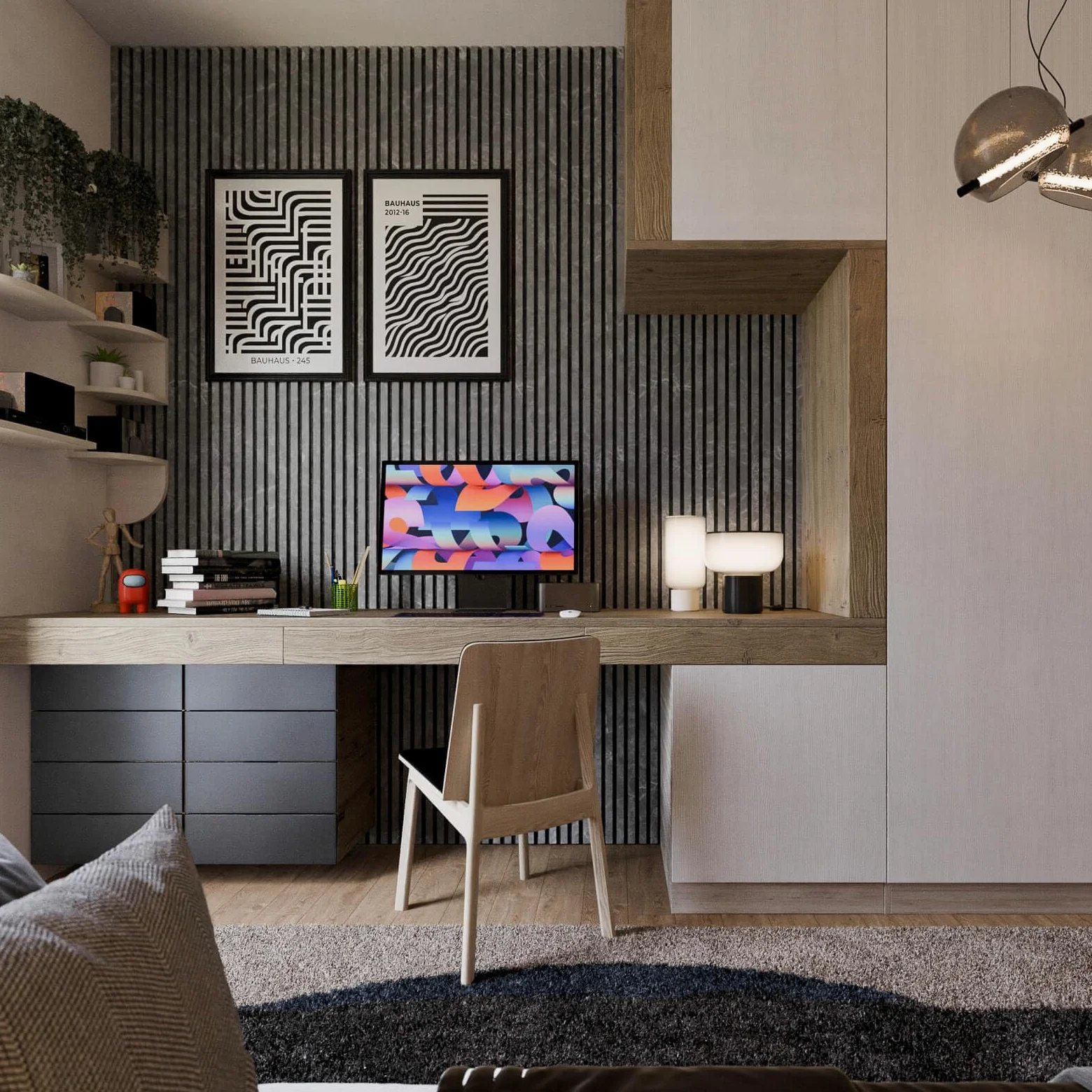 FIBRA Panels - SET 2 Pannelli Fonoassorbenti in legno e Feltro Acustico, Riduzione Rumore e Design Elegante, Dimensioni 258x60 x 2 cm Marmo, Made in Italy, Facili da Montare per Pareti e Soffitti