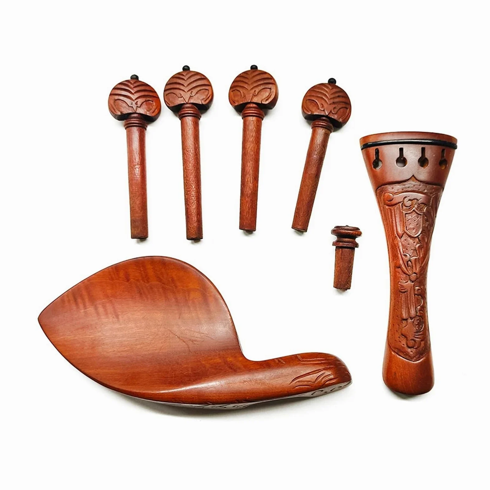 Piroli Accordatura Violino 1 set di accessori in legno di ebano, parti e raccordi, set acustico intagliato squisito for accessori for violino 4/4(Chocolate)
