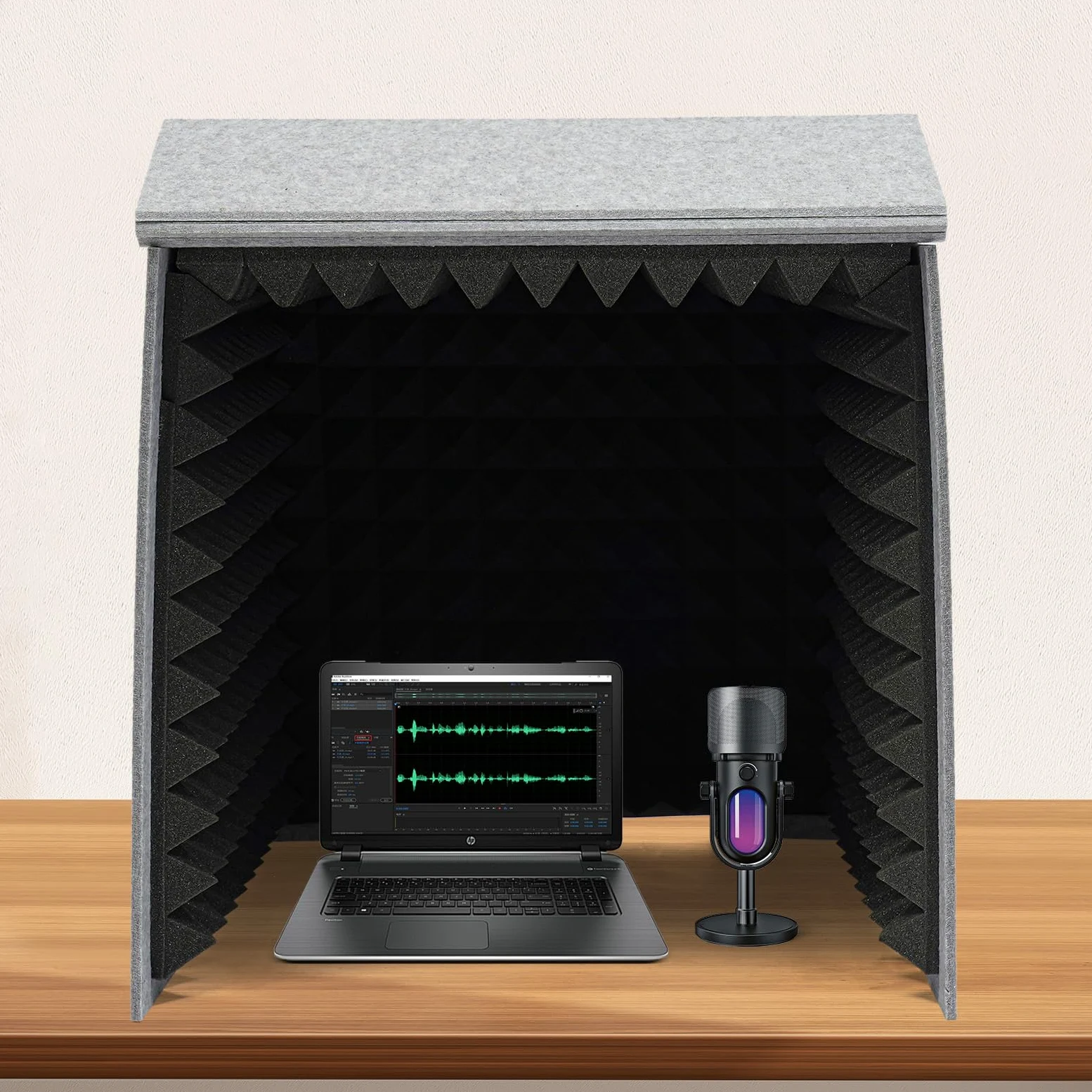 Copertura insonorizzante per desktop, cabina vocale, portatile, schermatura fonoassorbente, microfono in schiuma isolante, 60 x 60 x 60 cm, per registrazioni vocali e streaming live