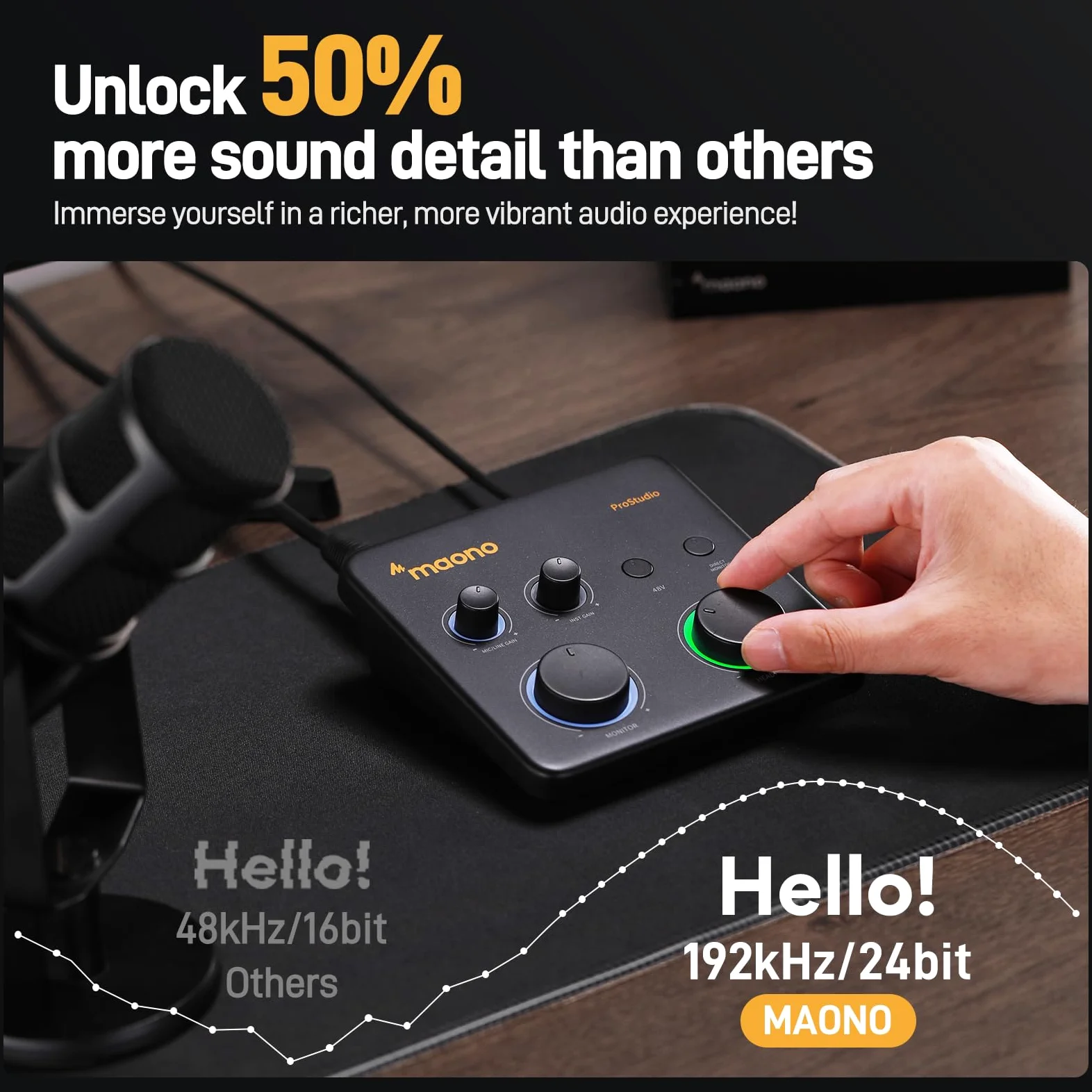 Interfaccia audio USB MAONO per PC: interfaccia con ingresso XLR 24-bit/192kHz, software di routing LOOPBACK, driver ASIO per registrazione musicale, home-studio, chitarra, podcast, DAW (PS22 Lite