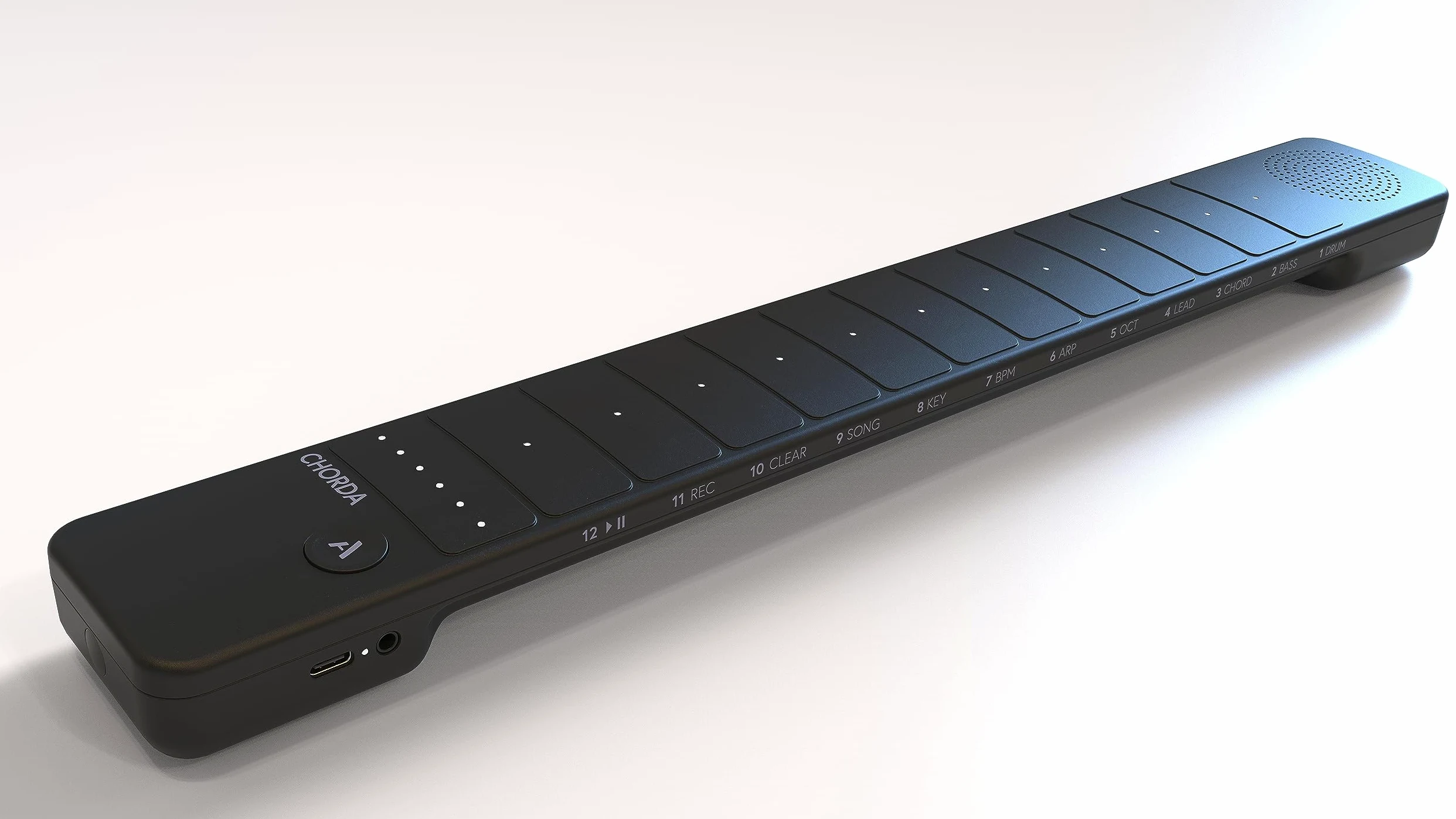 Sintetizzatore Artiphon Chorda Black (campionatore, controller MIDI MPE, strumento elettronico a tastiera, peso: 490 g, batteria ricaricabile, incluso cavo da USB-C a USB-A e guida rapida), Nero