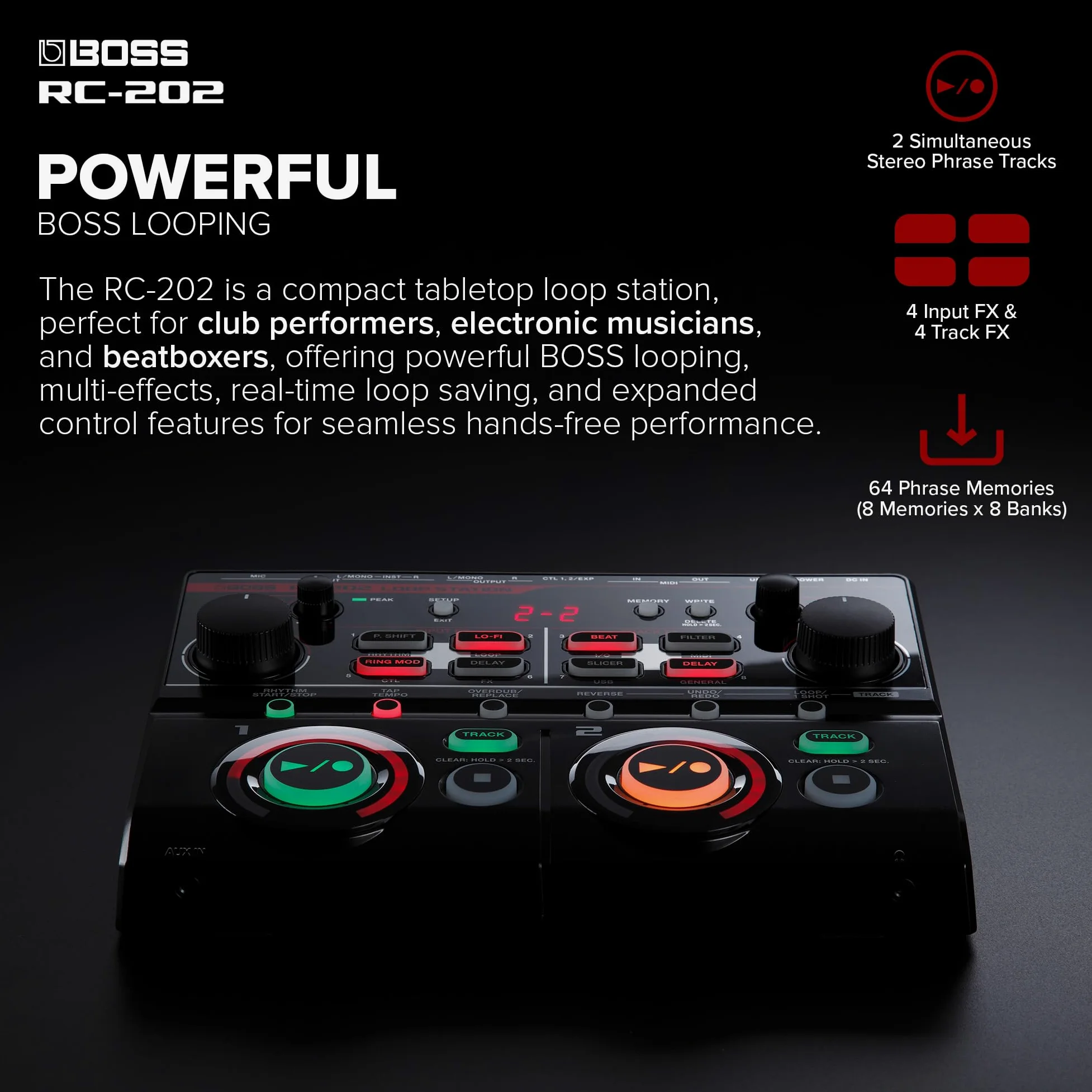 BOSS RC-202 Compact Tabletop due binari Loop Station (RC-202)