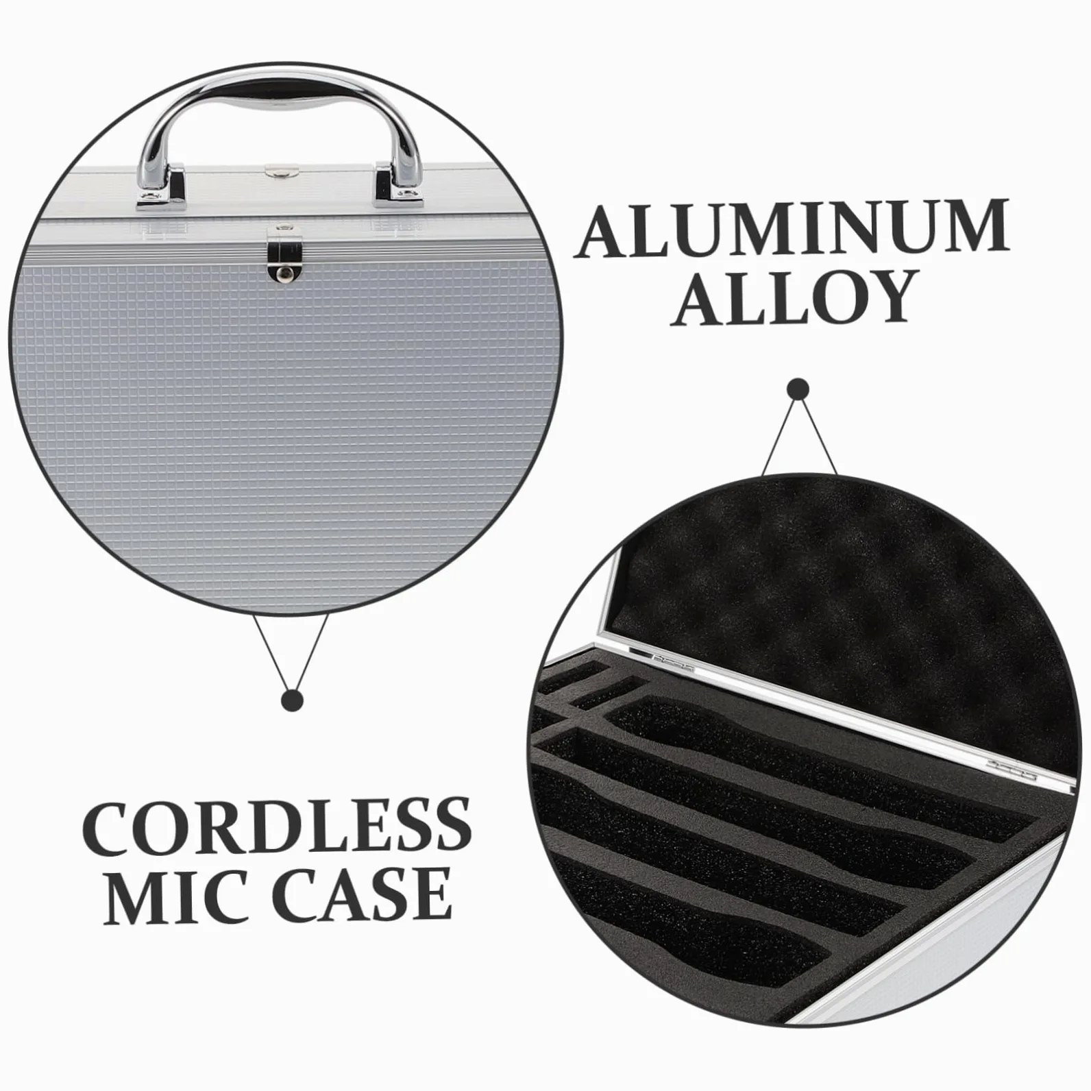SUPVOX Custodia Rigida Capacità 4 Microfoni per Microfono Wireless con Maniglia Protezione Antipolvere Stabile in Lega di Alluminio con Schiuma per Viaggi