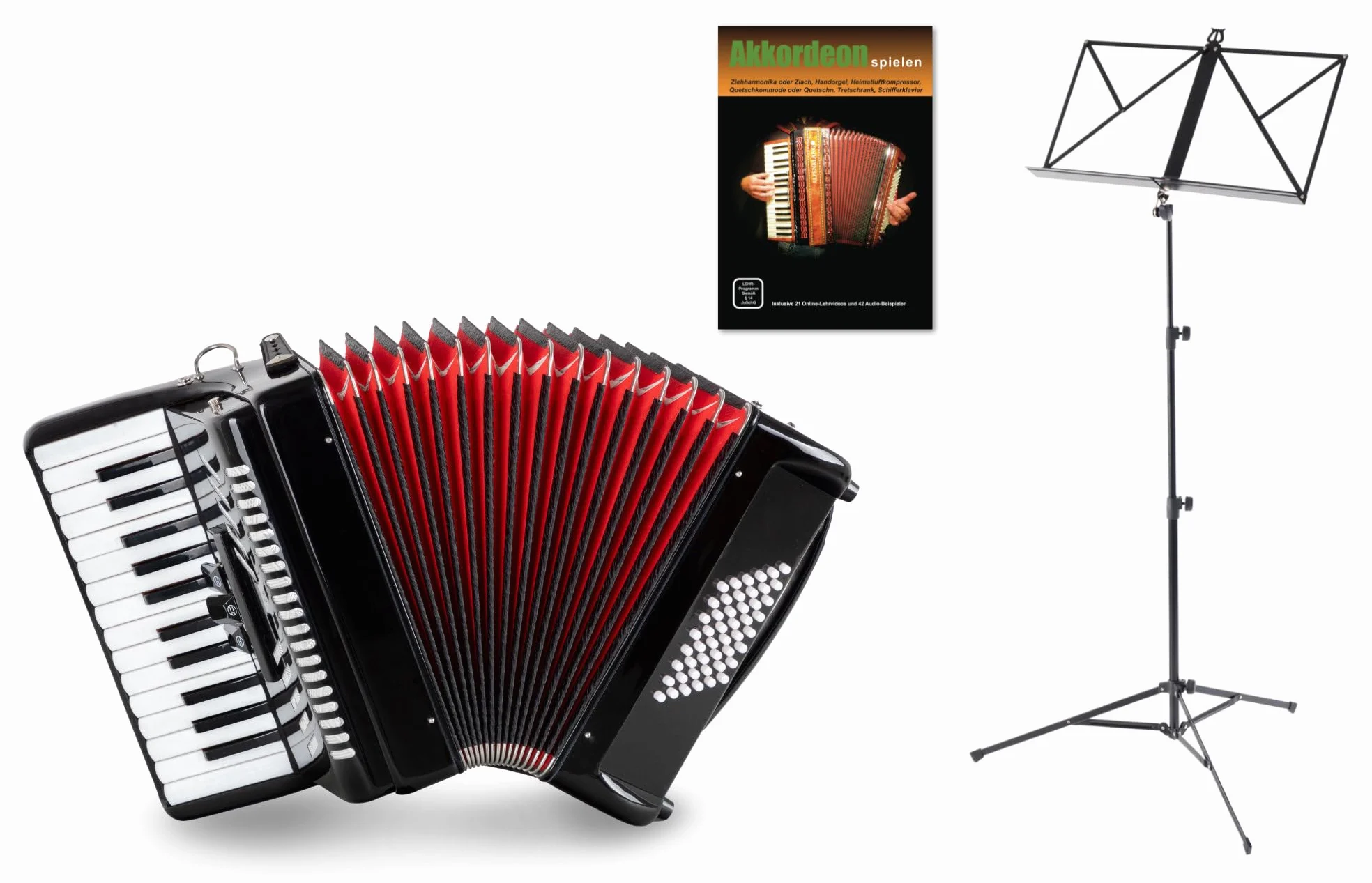 Fisarmonica Classic Cantabile 48 Bass "Secondo V" Set Nero, 2 cori | Fisarmonica 48 bassi, 26 tasti diatonici, 48 bottoni bassi, 3 registri diatonici, 2 tracolle regolabili in lunghezza, 9 kg