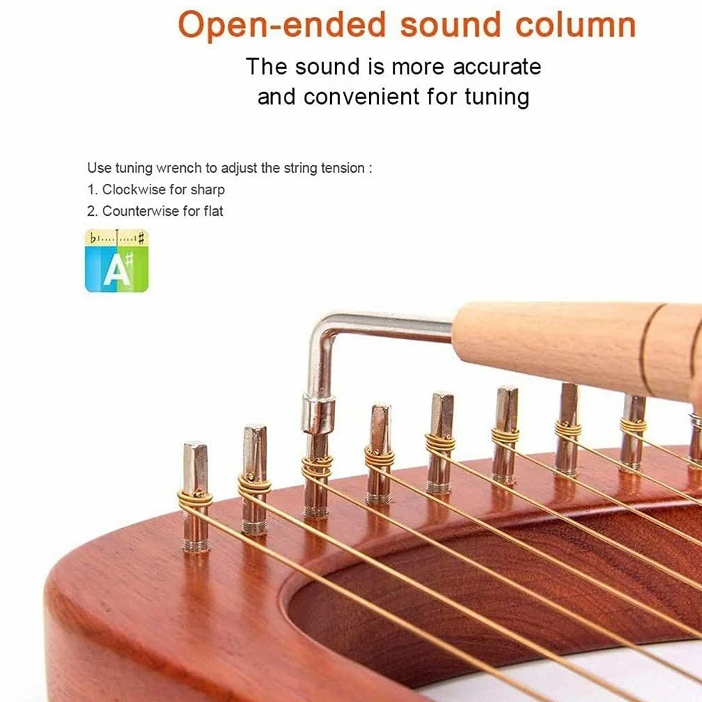 Arpa a lira, strumento a corda in legno con chiave di accordatura e manuale di istruzioni per principianti e amanti della musica