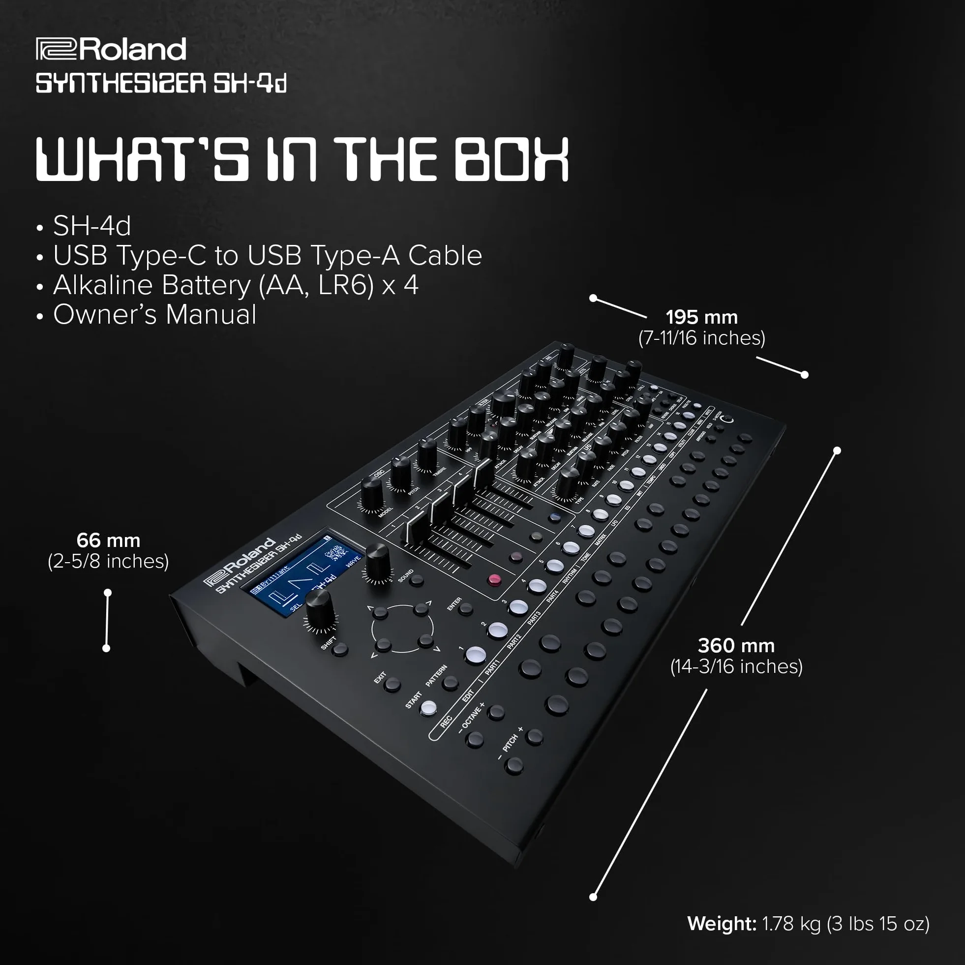 Roland Sintetizzatore desktop compatto SH-4d | 11 modelli OSC | Strumenti professionali per la progettazione del suono | Flusso di lavoro pratico | Sequencer di pattern multitimbrale | FX esteso |