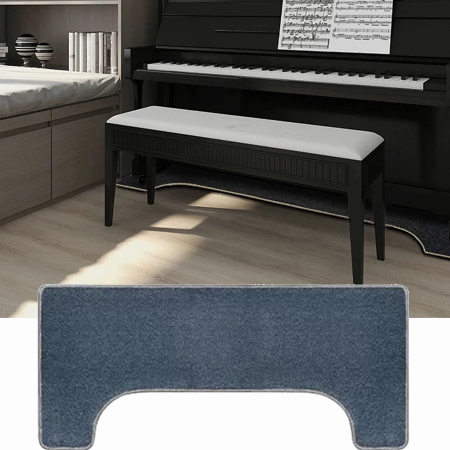Tappeto insonorizzato per pianoforte, protezione per pianoforte acustico, antiscivolo, 160 x 70 cm, tappetino fonoassorbente per pianoforte verticale e studio domestico