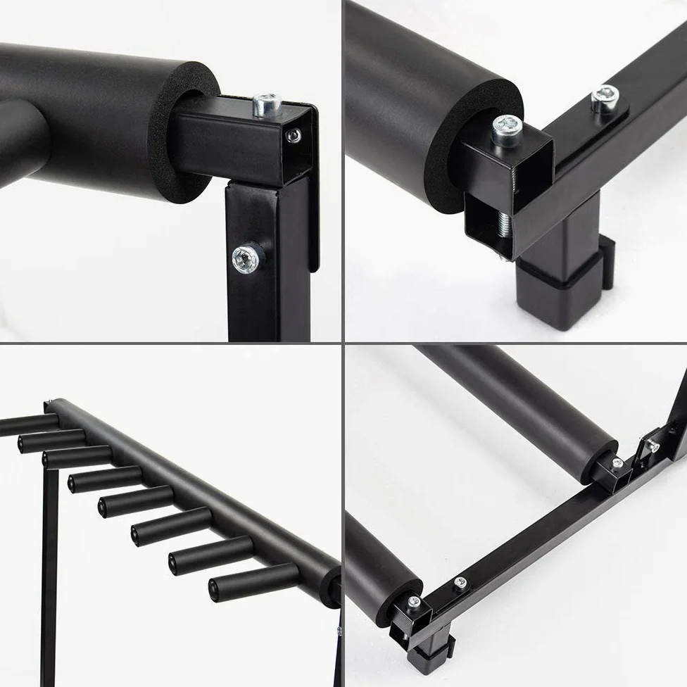 Display4top Supporto pieghevole per 7 chitarre - Porta chitarra nera portatile. Imbottitura per chitarra classica acustica, elettrica, per basso