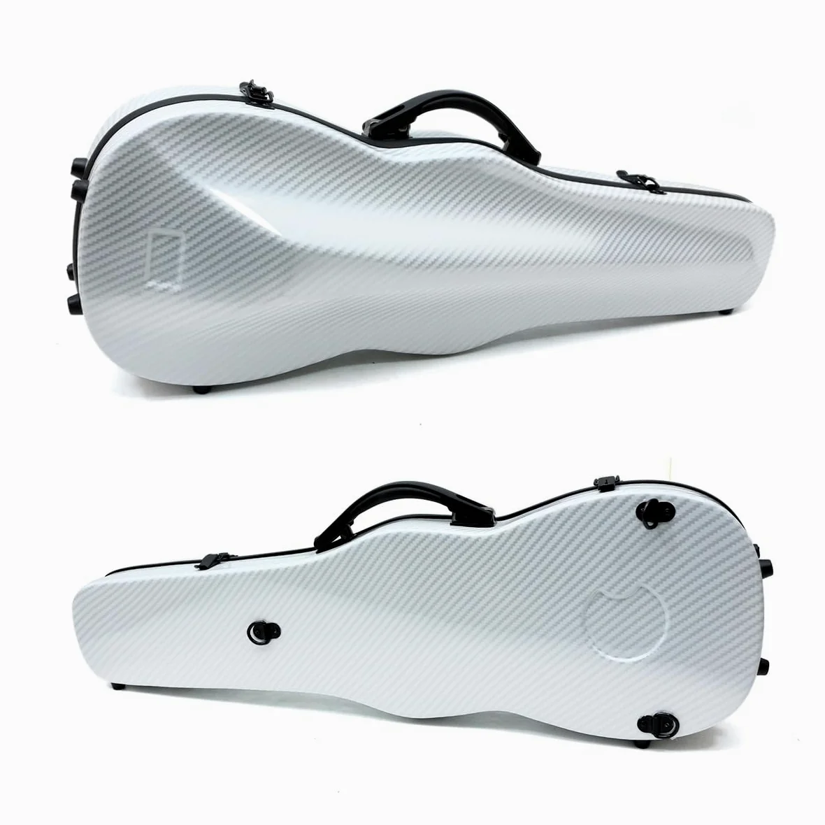 Custodia rigida per violino 4/4, in materiale composito di carbonio, con cinghie staccabili, struttura ultraleggera, protezione, impermeabile e durevole (bianco)