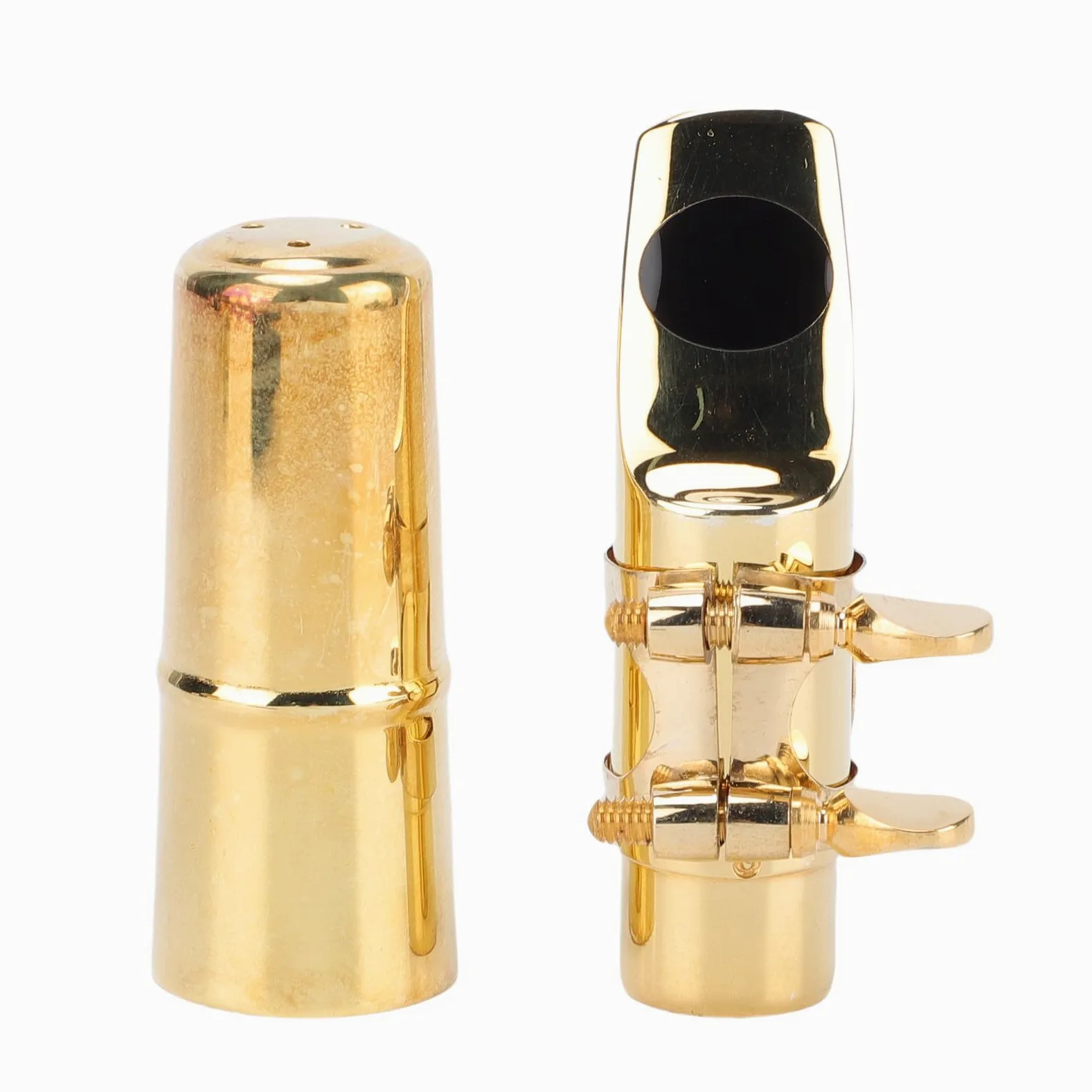 Bocchino Sassofono Soprano Set, Bocchino Saxofono Sax di Ottone con Cuscinetto di Ligatura del Cappuccio per Prestazioni 5#