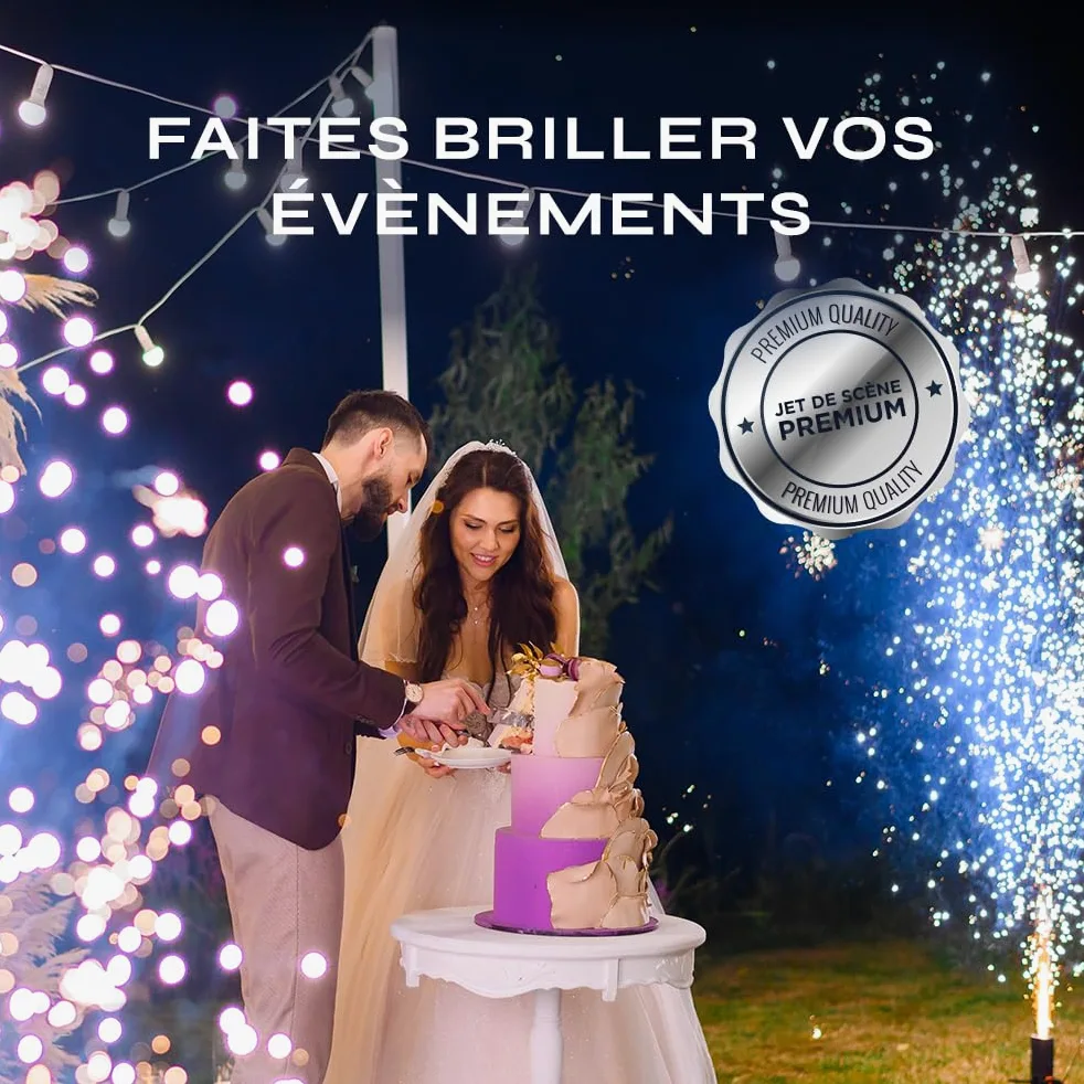 SPARKLERS CLUB Set di 2 trigger + getti di scena color argento, batteria e telecomando inclusi, getto di scena per interni a scintille per matrimonio, categoria F1 (1 metro 30 sec, 2)