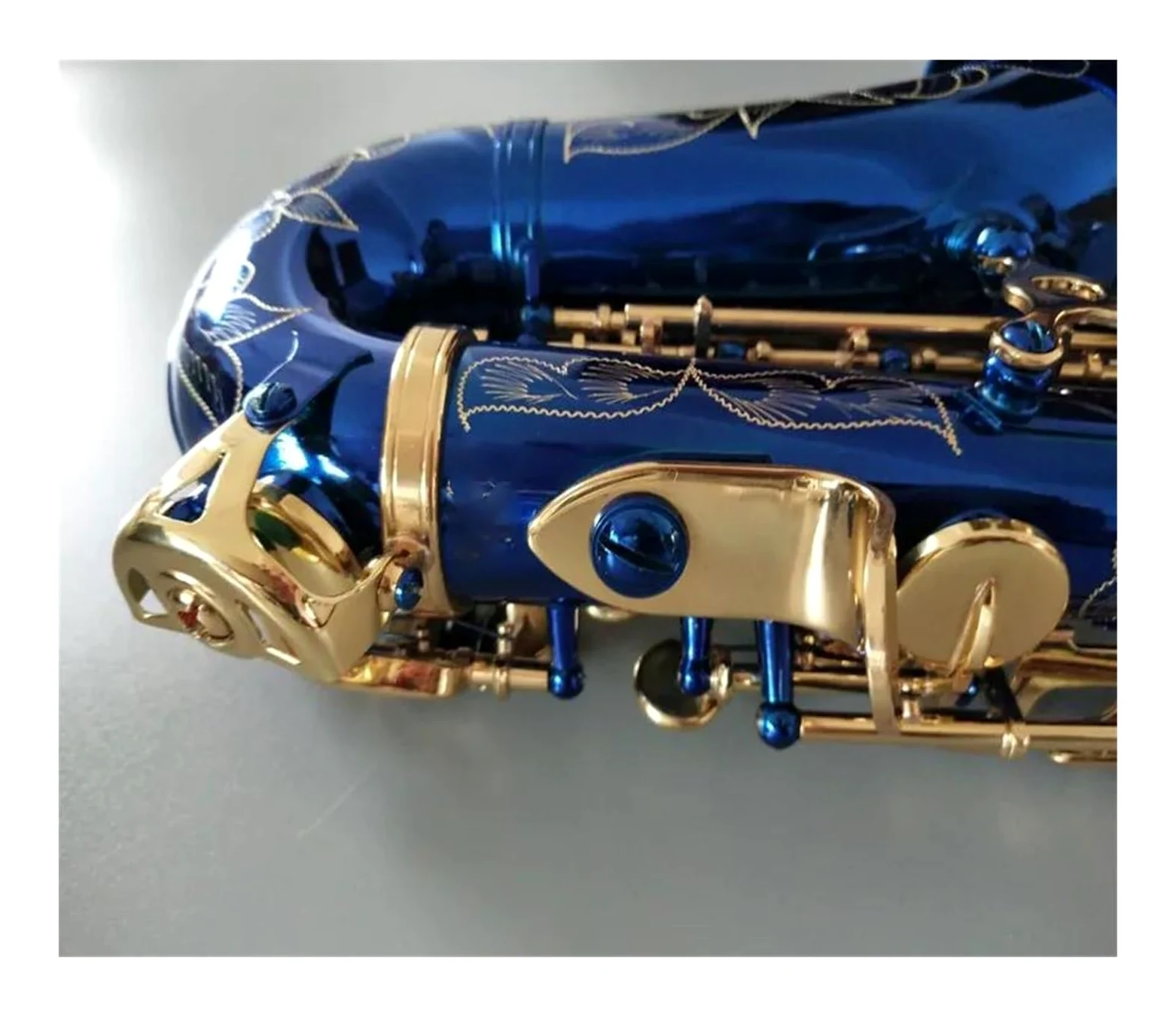 sassofono Sassofono soprano curvo blu Si bemolle in ottone blu cielo oro sax con bocchino custodia
