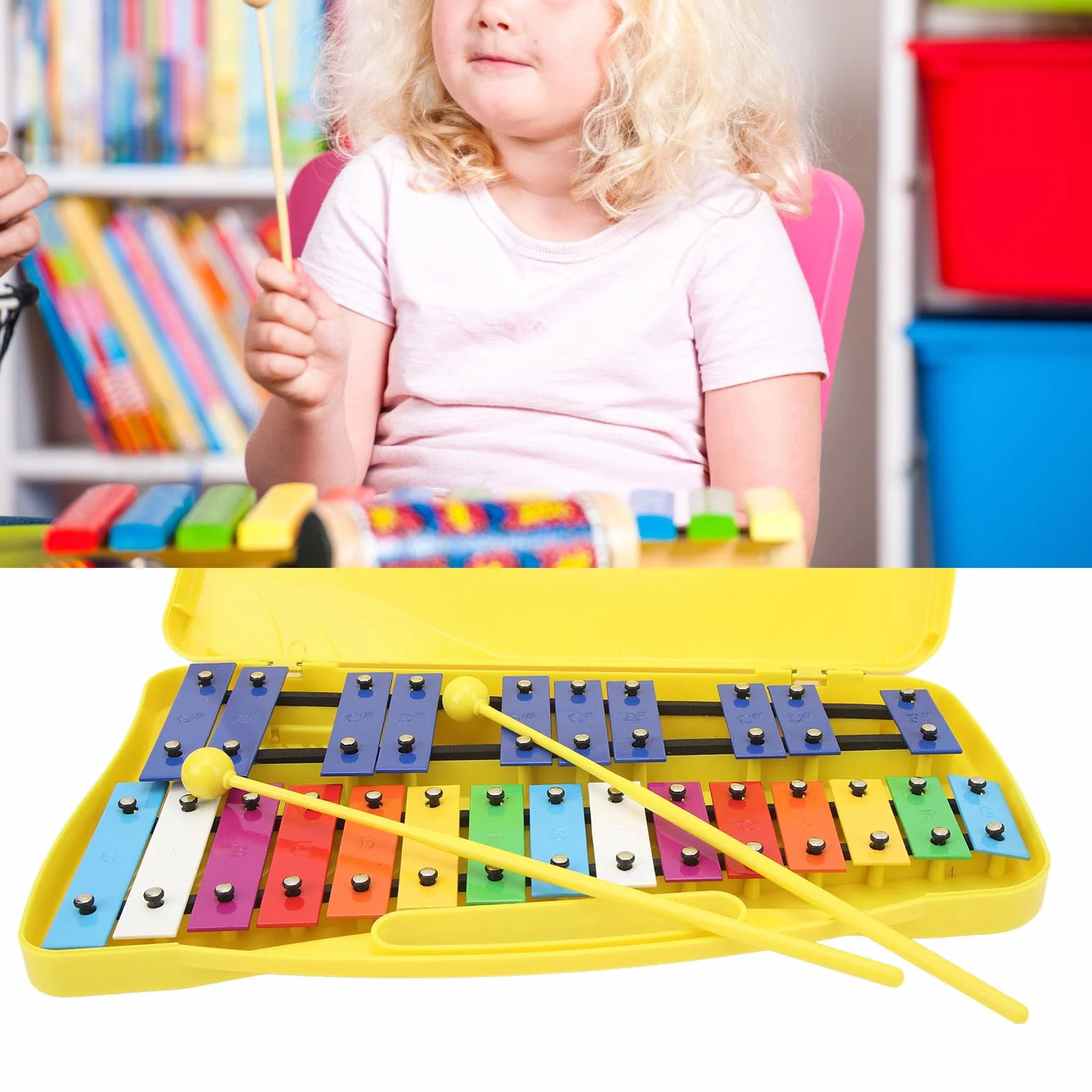 Xilofono per Bambini 25 Note Alluminio, Strumento Musicale Educativo con Scatola Colorata Ideale per Principianti e Scuola Musica Giocattolo Bambino Regalo