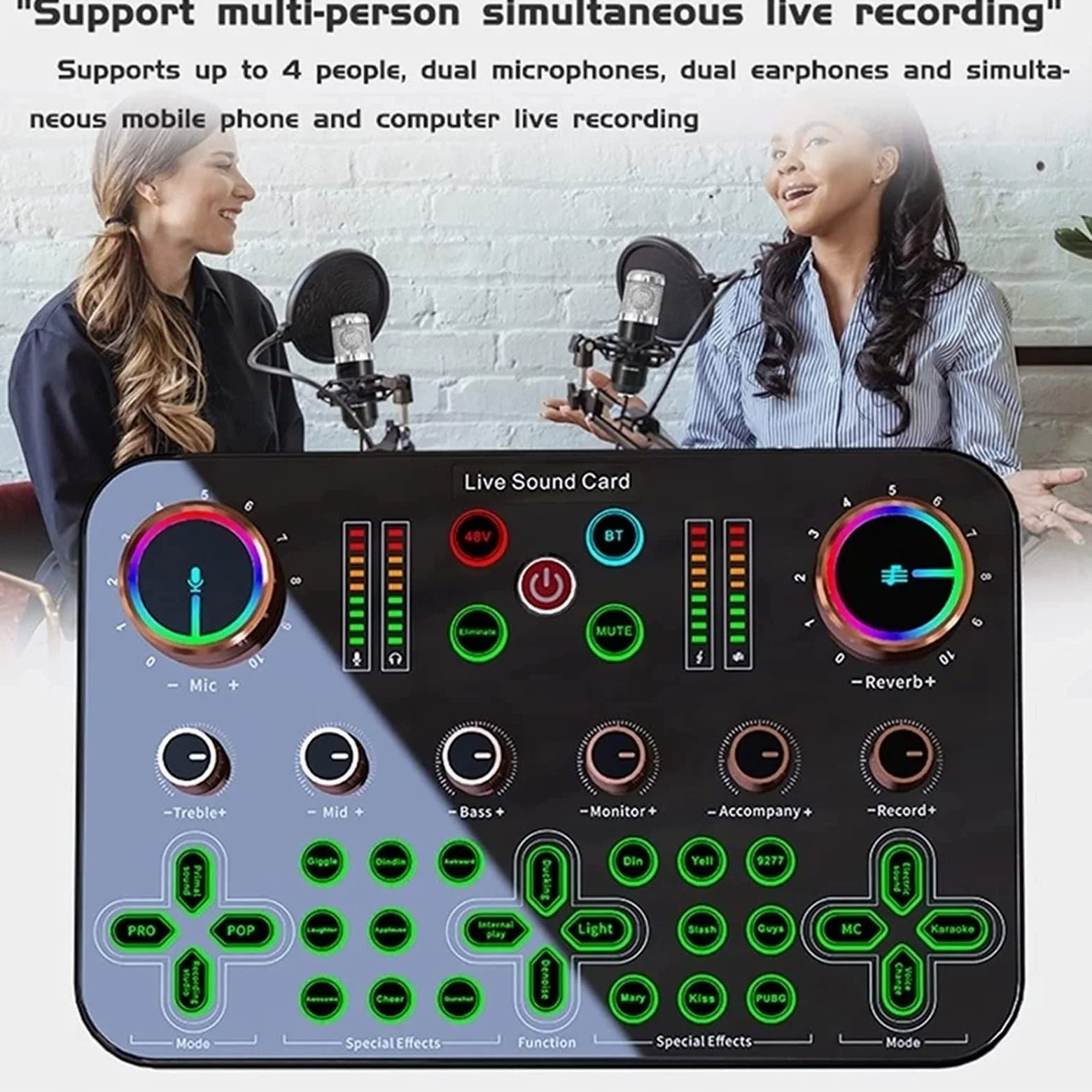 console audio， Scheda audio DJ16 48V Microfono a condensatore a diaframma largo Cambia voce, adatto for DJ, microfono a, karaoke online
