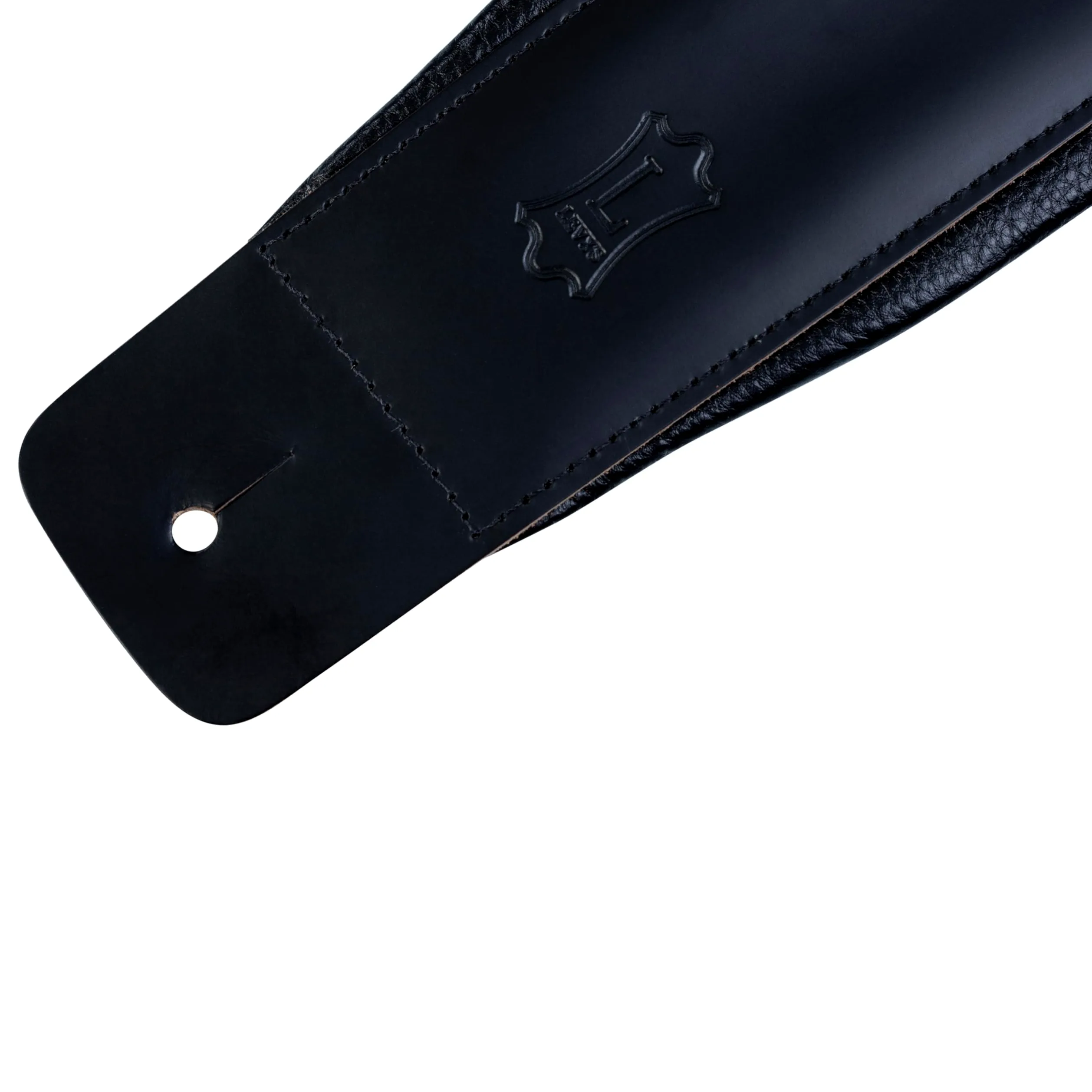 Levy's, DM1PD-XL-BLK Tracolla XL in Pelle Pieno Fiore Black, Imbottitura in Schiuma da 1/4", Larghezza 3" / 7.68 cm, Lunghezza: regolabile fino a 64" / 162.56 cm, Colore Black