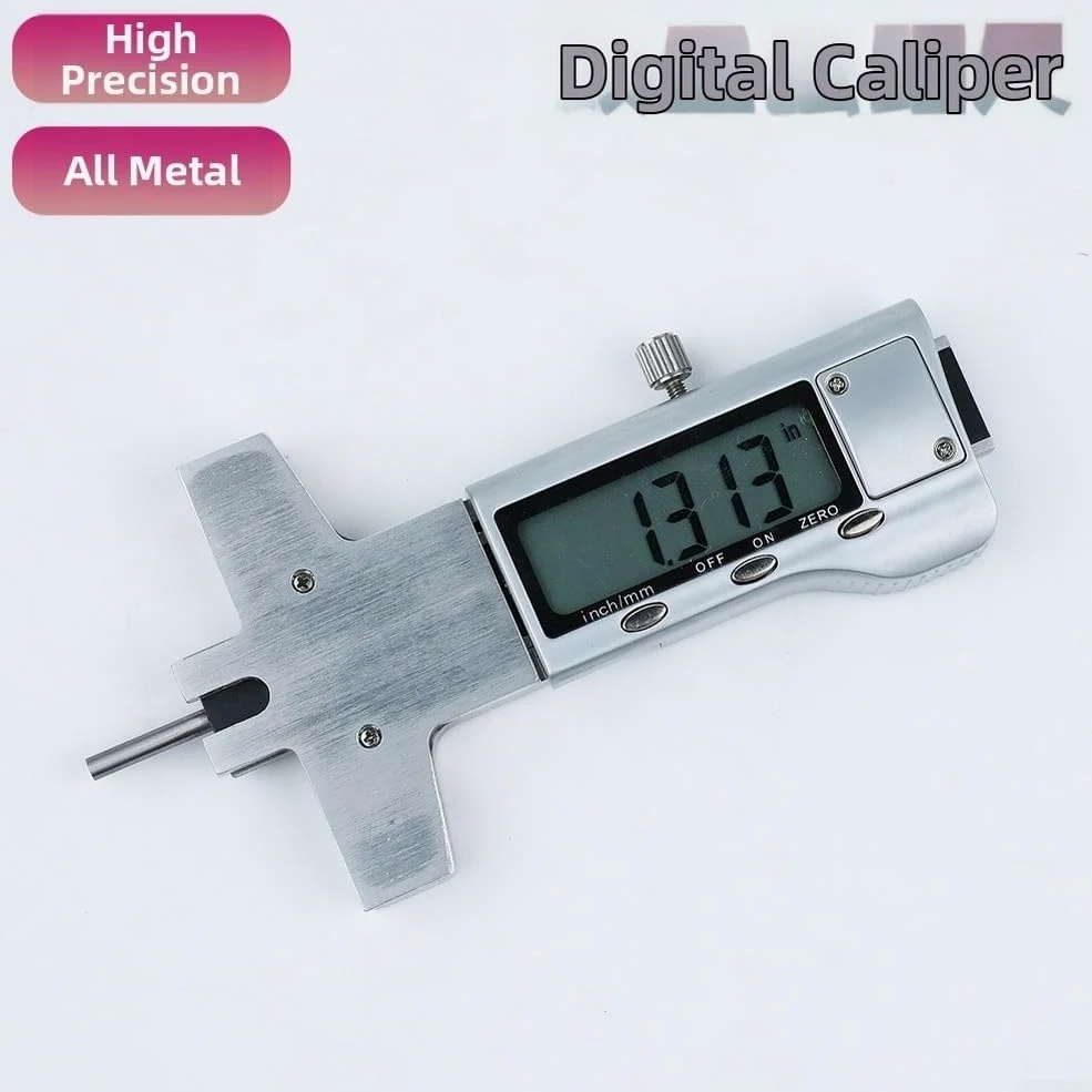 Misuratore portatile per chitarra, indicatore digitale dell'altezza delle corde, per ukulele, mandolino, struttura interamente in metallo con scale in pollici e mm, lunghezza 14,8 cm