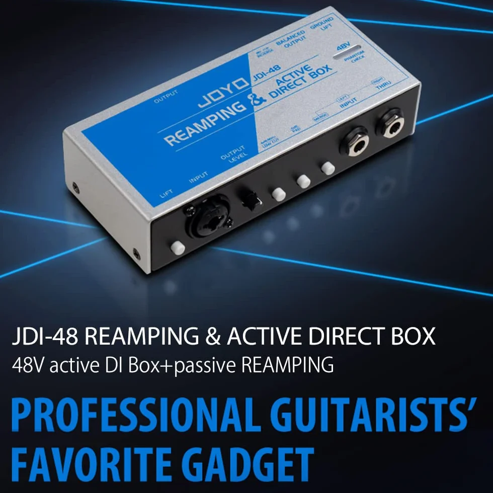 JOYO Reamping passivo e Direct Box Active Phantom Powered 2-in-1 per chitarra basso, dispositivo di registrazione portatile DI BOX con ingresso 6,35 mm e XLR (JDI-48)