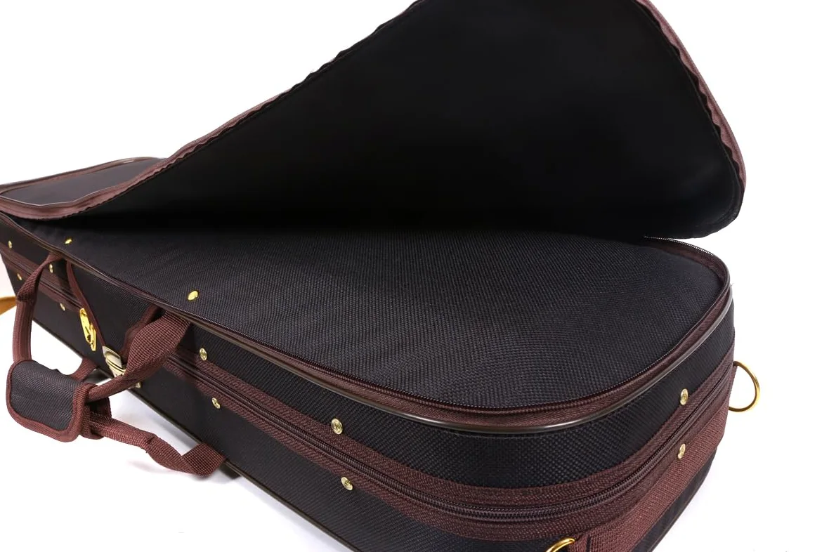 Scatola per violino in tela 4/4 Full Size Custodia oblunga in legno con cinghie resistenti 2 supporto per archetto da viaggio custodia per violino