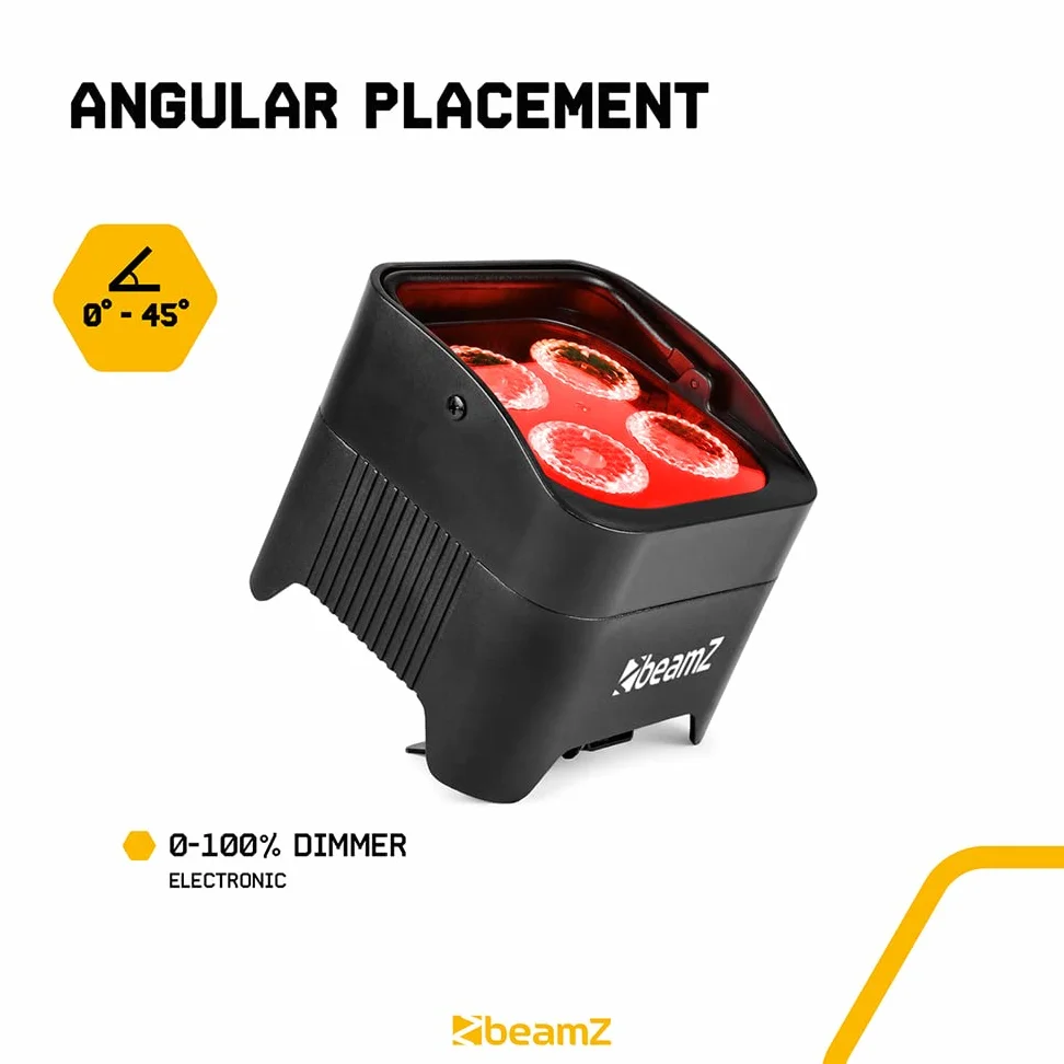 BeamZ BBP94W - Uplighter a batteria senza fili, rondella da parete LED da 48 W con controllo DMX, luce par alimentata a batteria ricaricabile per eventi, illuminazione verticale ed effetti di lavaggio
