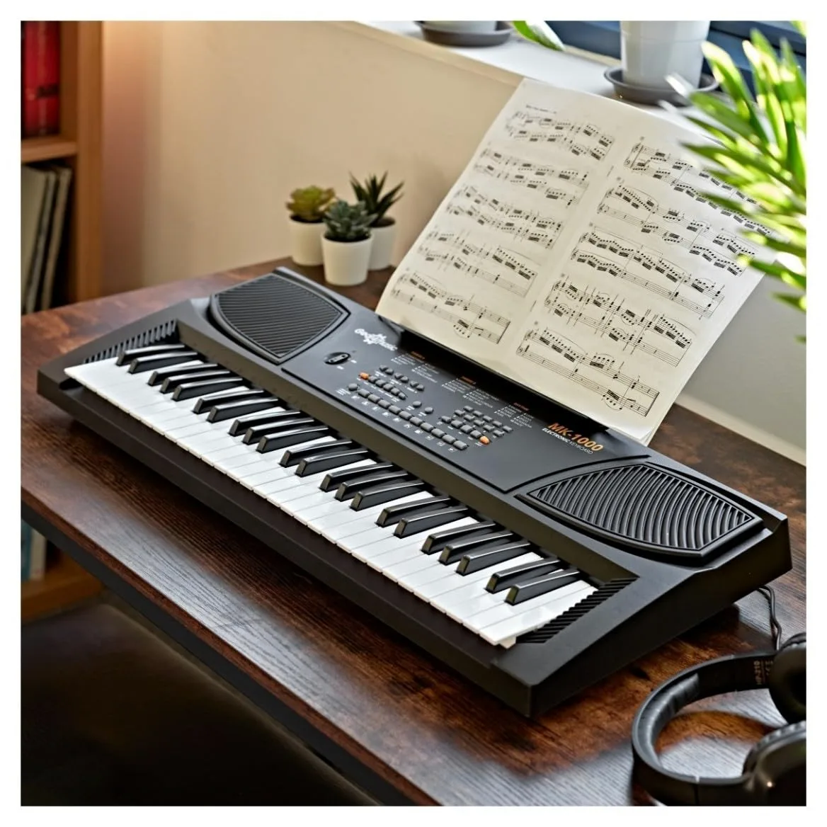 Gear4music Pianola per Scuola Media Tastiera Musicale Portatile per Bambini 5-10 Anni con Cuffie 54 Tasti | Per suonatori alle prime armi, 20 voci e 10 ritmi, funzione di insegnamento integrata, registrazione e riproduzione