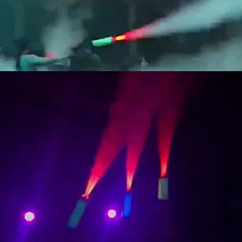 Macchina del Fumo a Cannone a CO2, Pistola a Cannone a CO2 a LED Portatile Macchina a Getto RGB Club Bar Effetti DJ Fogger Pistola fumogena con luci controllabili