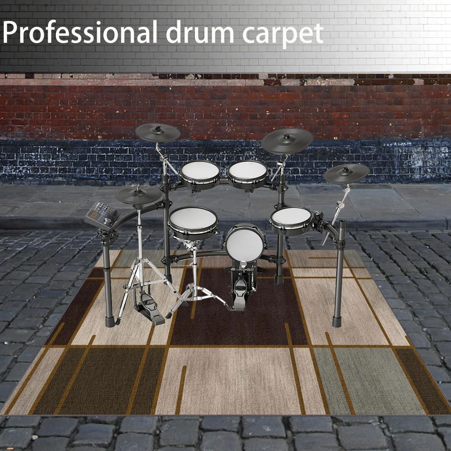 Tappeto Batteria Insonorizzato, Tappetino per Batteria Elettronica, Tappeti Antiscivolo 200 x 180 cm Tappetini Strumenti Musicali Drum Carpet per Rullante Grancassa Tamburo Jazz Batteria