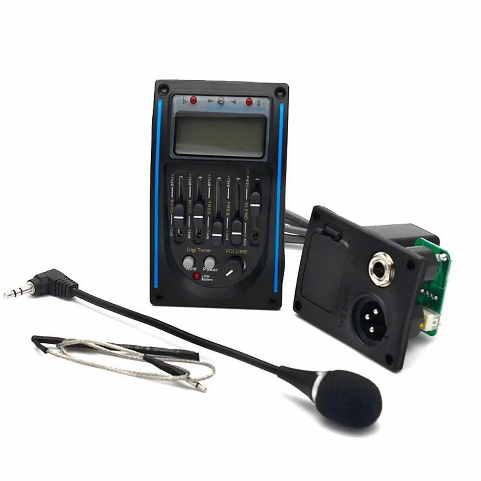 10 Set 5 Bande Chitarra Acustica EQ Preamplificatore 5 Bande EQ Equalizzatore Pickup Accordatore LCD Con Microfono Pezzi di ricambio per pickup per chitarra acustica