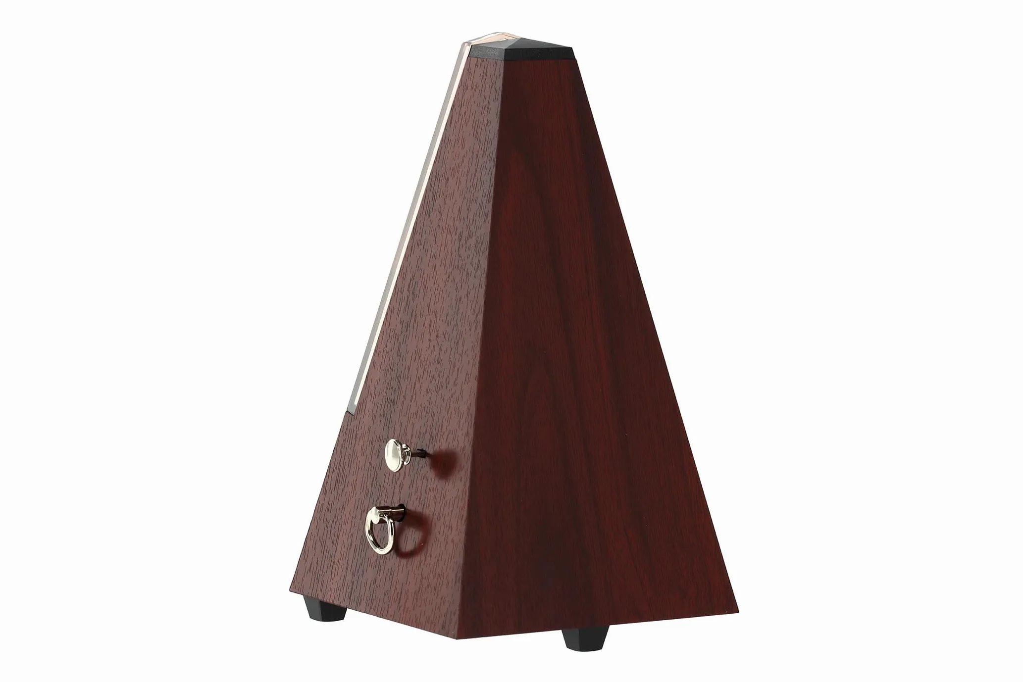 Wittner Metronomo Taktell forma piramidale Sistema Maelzel Serie 802K - Custodia in plastica - Con campana - Con coperchio in plexiglass - Venatura mogano - Non richiede batterie - Made in Germany