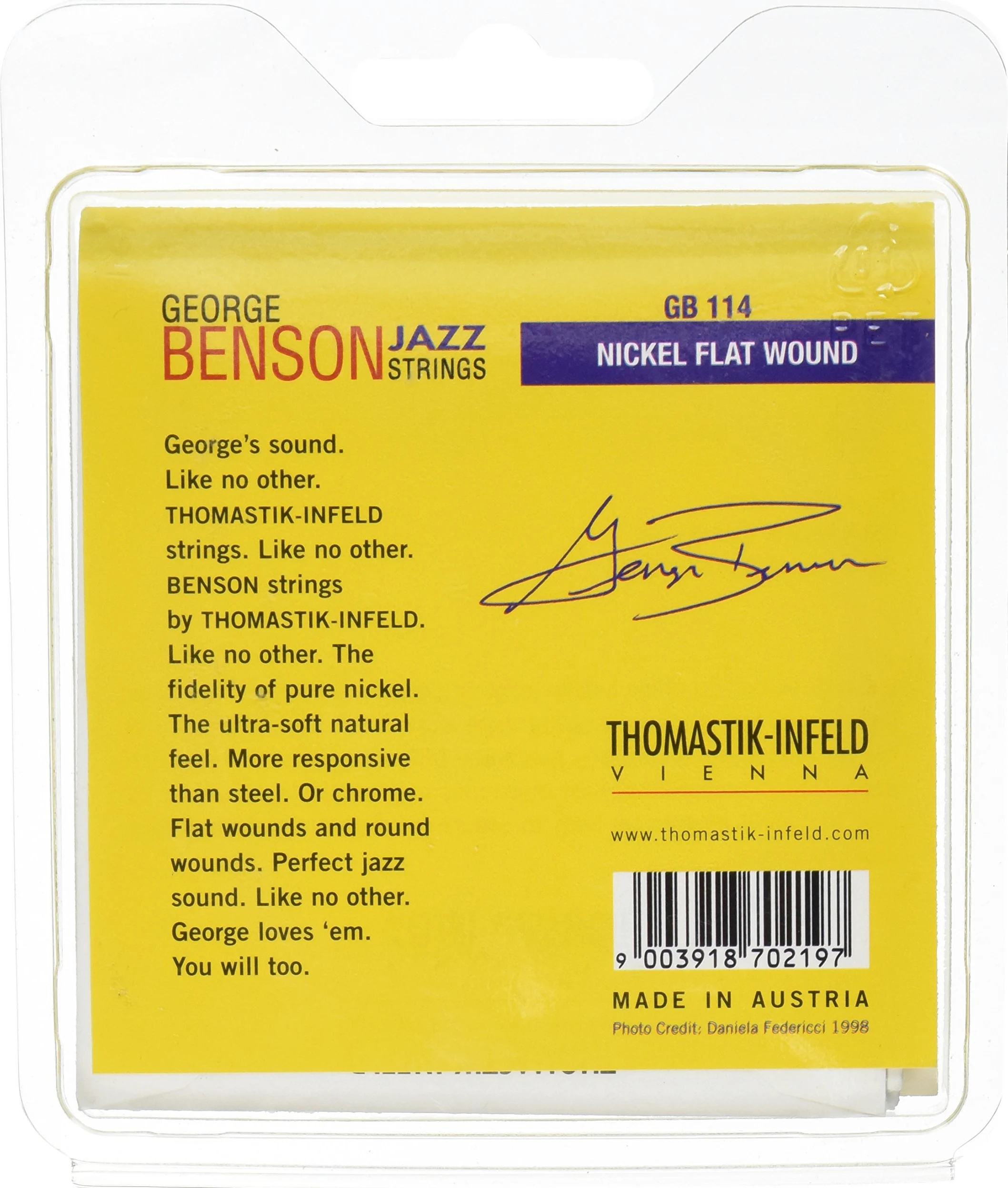 Thomastik-Infeld, Corde per chitarra elettrica George Benson Jazz Guitar, Set, GR114, Heavy nickel flatwound, .014 - .055fw