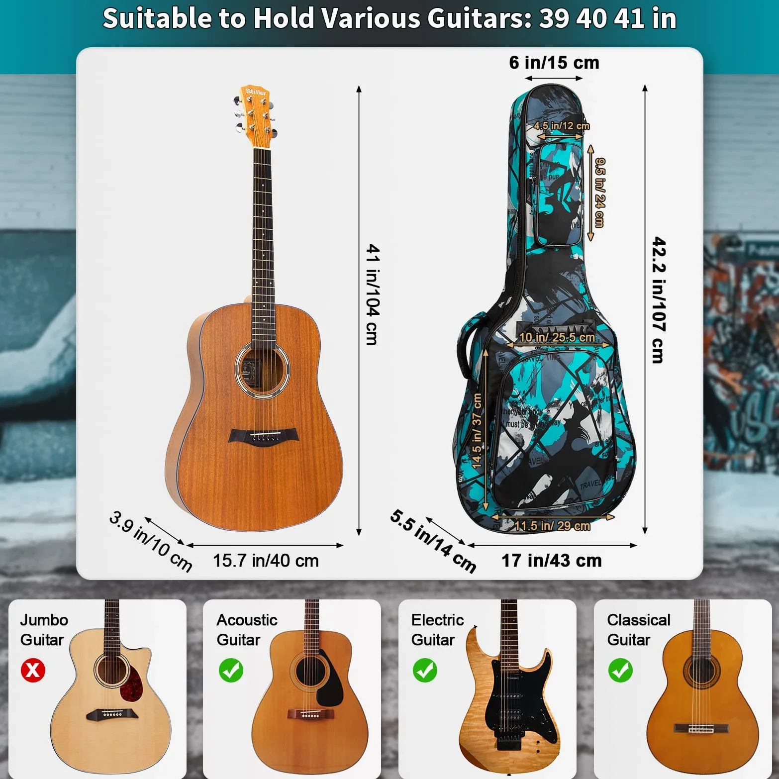 Borsa per chitarra triangolare-grigio, Colorato, A-borsa per chitarra-3