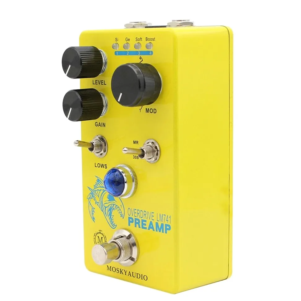 Pedale di distorsione per chitarra elettrica per mosky Overdrive Preamp 4 impostazioni Tone Shape Button Switch Modern Drive Sound Stage Studio 300g
