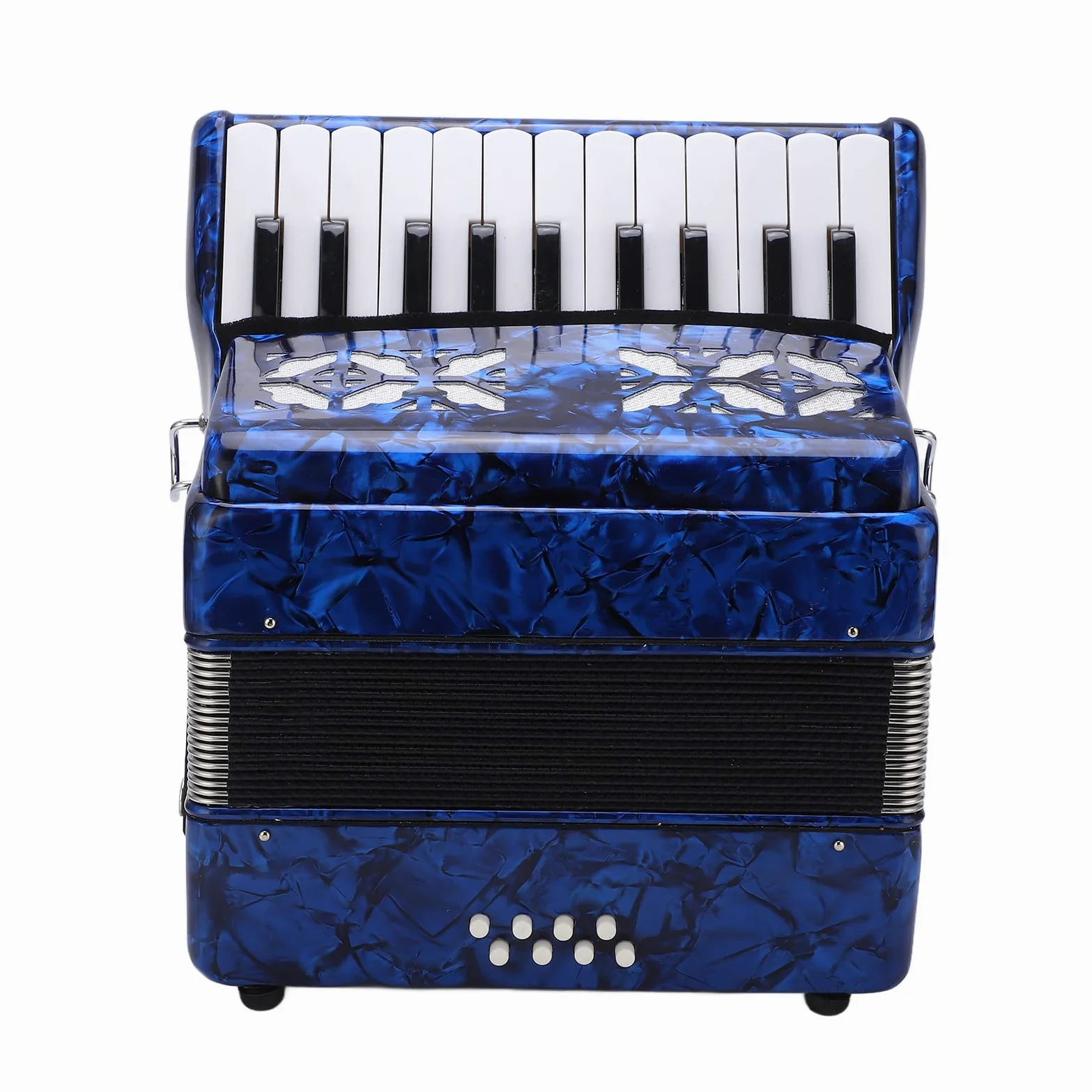 Tissting Fisarmonica Giocattolo 22 Tasti 8 Bassi, Strumento Musicale in Celluloide con Cinture Regolabili per Principianti e Bambini, Ideale per Esibizioni Domestiche e sul Palco (Dark Blue)