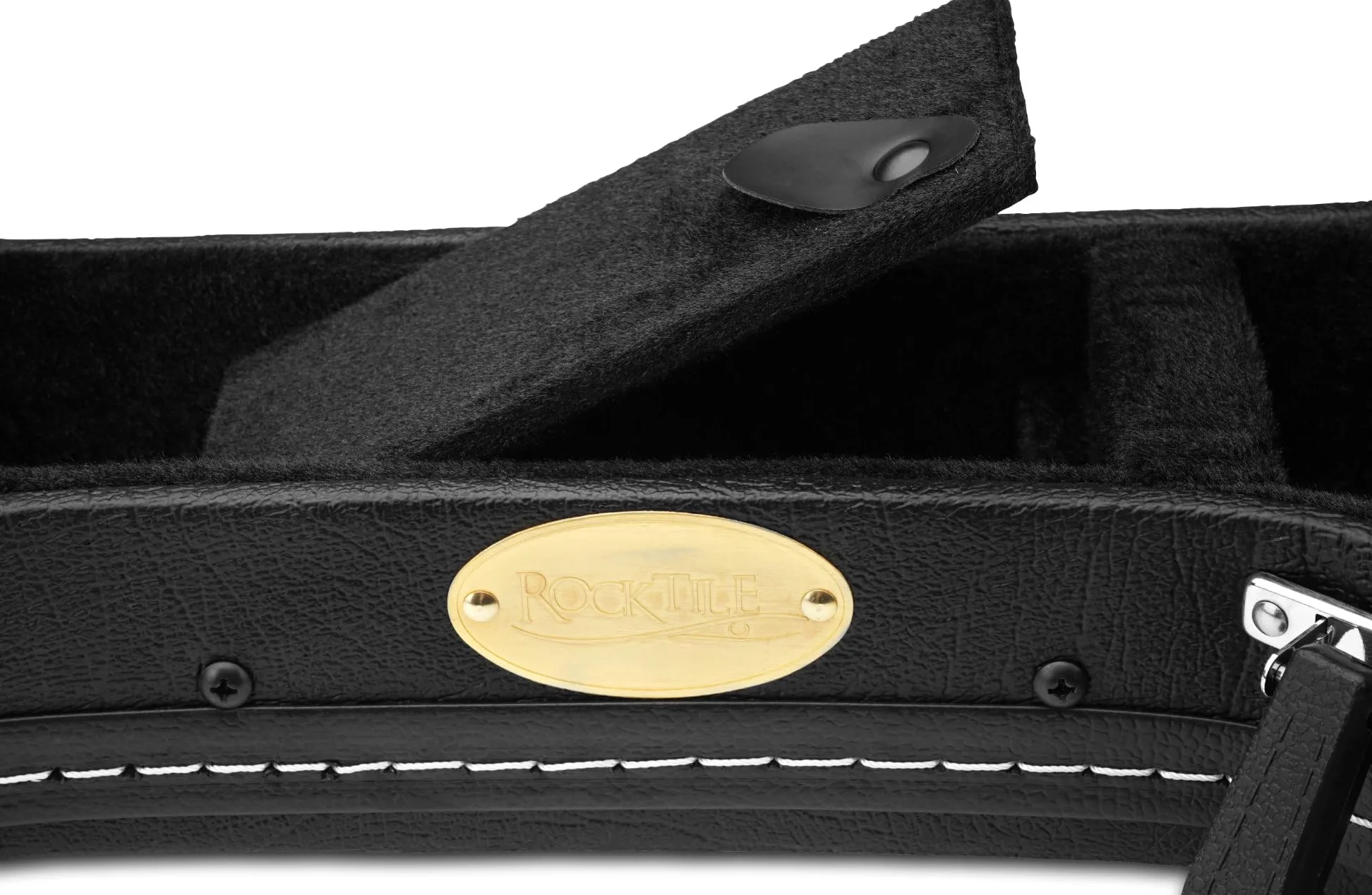 ROCKTILE Custodia Deluxe per Chitarra Elettrica - Pelle Sintetica con Fodera Morbida - Scomparto Integrato e Maniglia - Bloccabile - Dimensioni Interne Massime (LxLxP): 104,5 x 35 x 8 cm - Nero